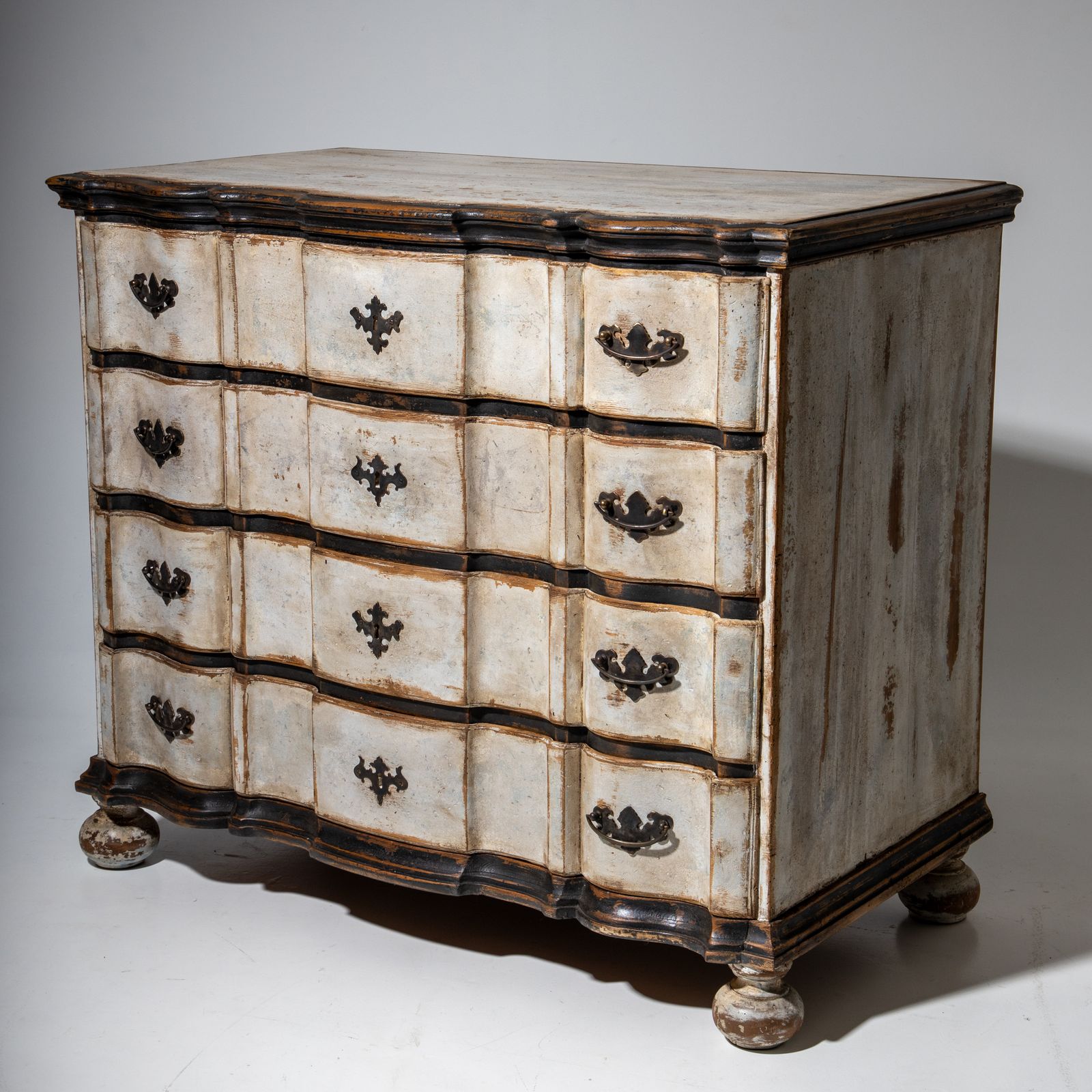 White Painted Baroque Chest Of Drawers, 18th Century
