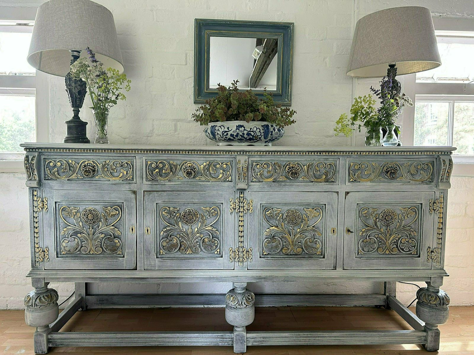 Large Antique Carved Sideboard/Living Room Decor/Kitchen Cabinet/Tv Unit photo furniture