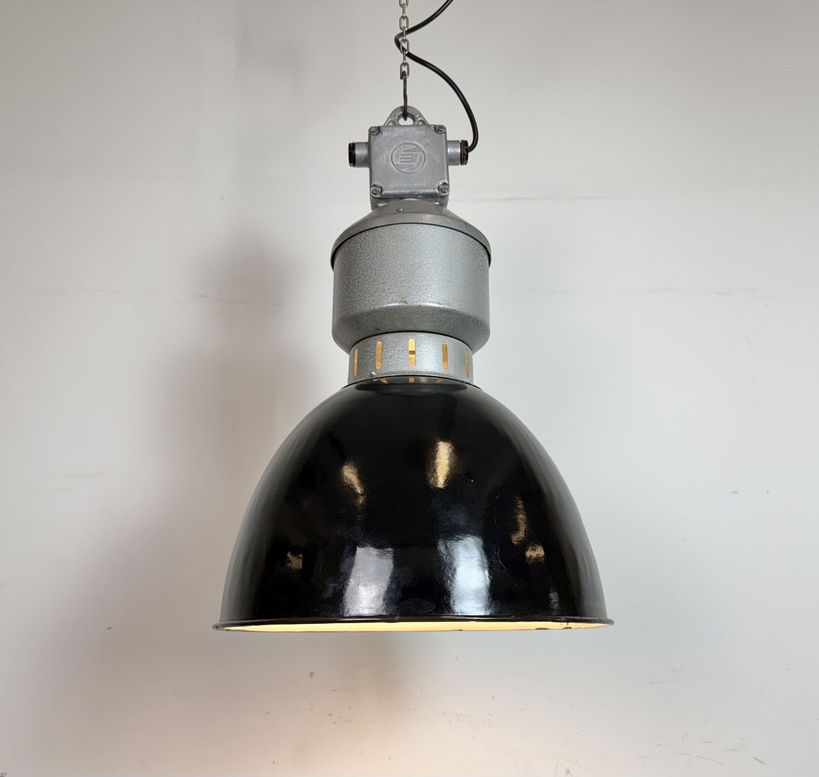 Industrial Black Enamel Factory Lamp From Elektrosvit, 1960s photo furniture