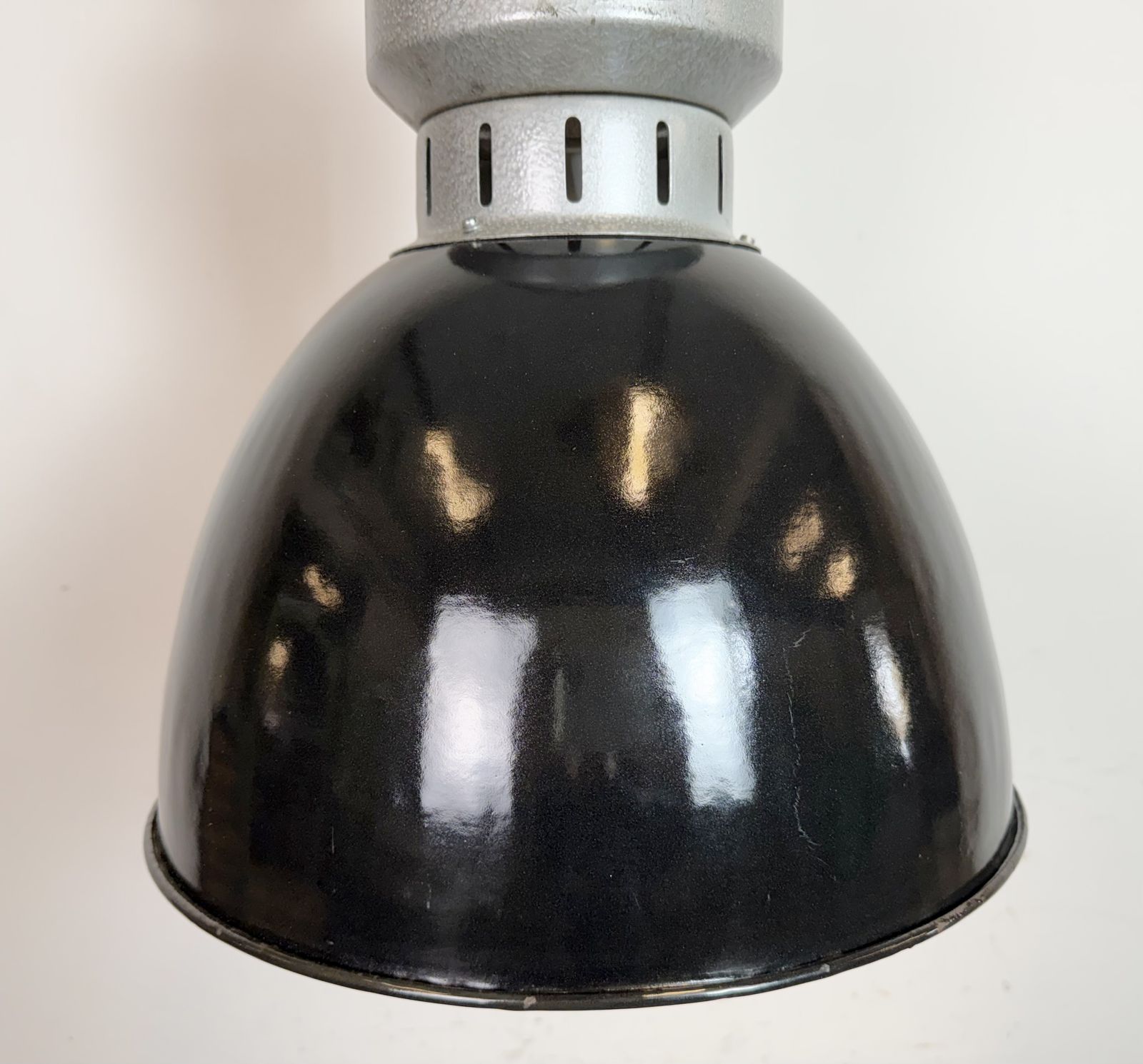 Industrial Black Enamel Factory Lamp From Elektrosvit, 1960s photo for sale