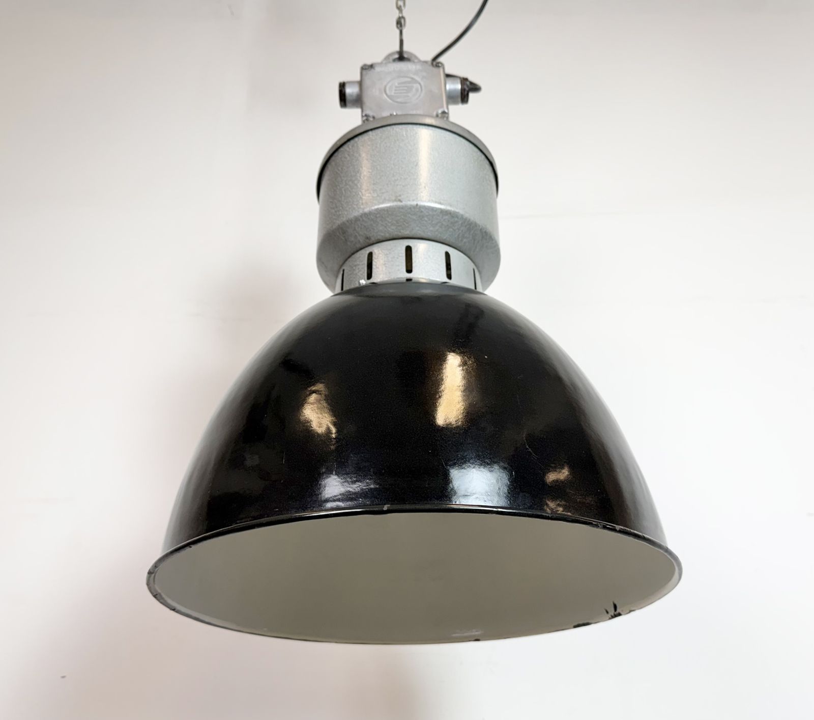 photo for sale Industrial Black Enamel Factory Lamp From Elektrosvit, 1960s