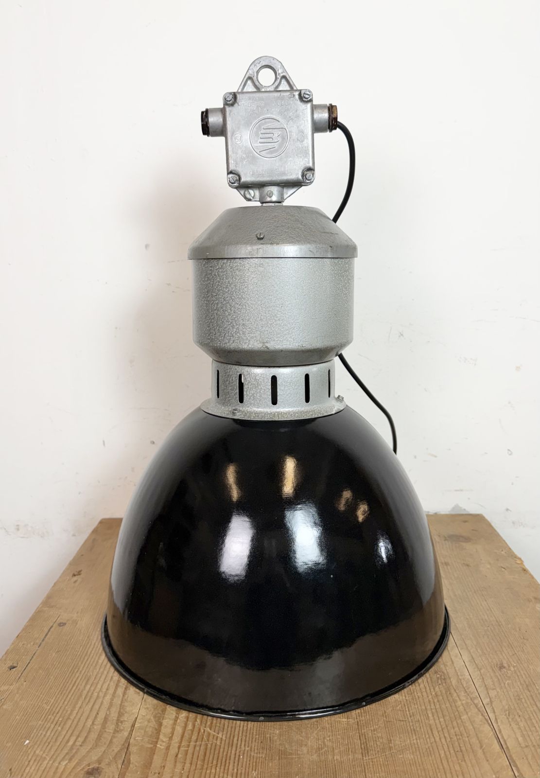 photo buy Industrial Black Enamel Factory Lamp From Elektrosvit, 1960s