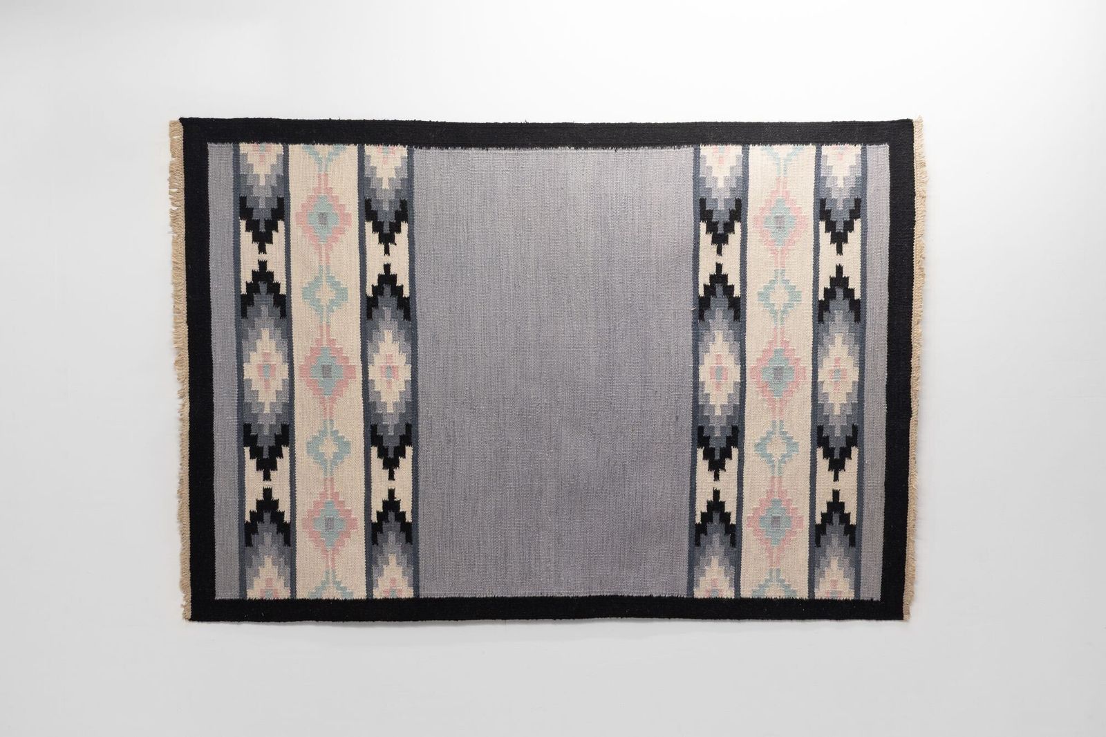 Mid Century Swedish Kilim In Tones Of Grey