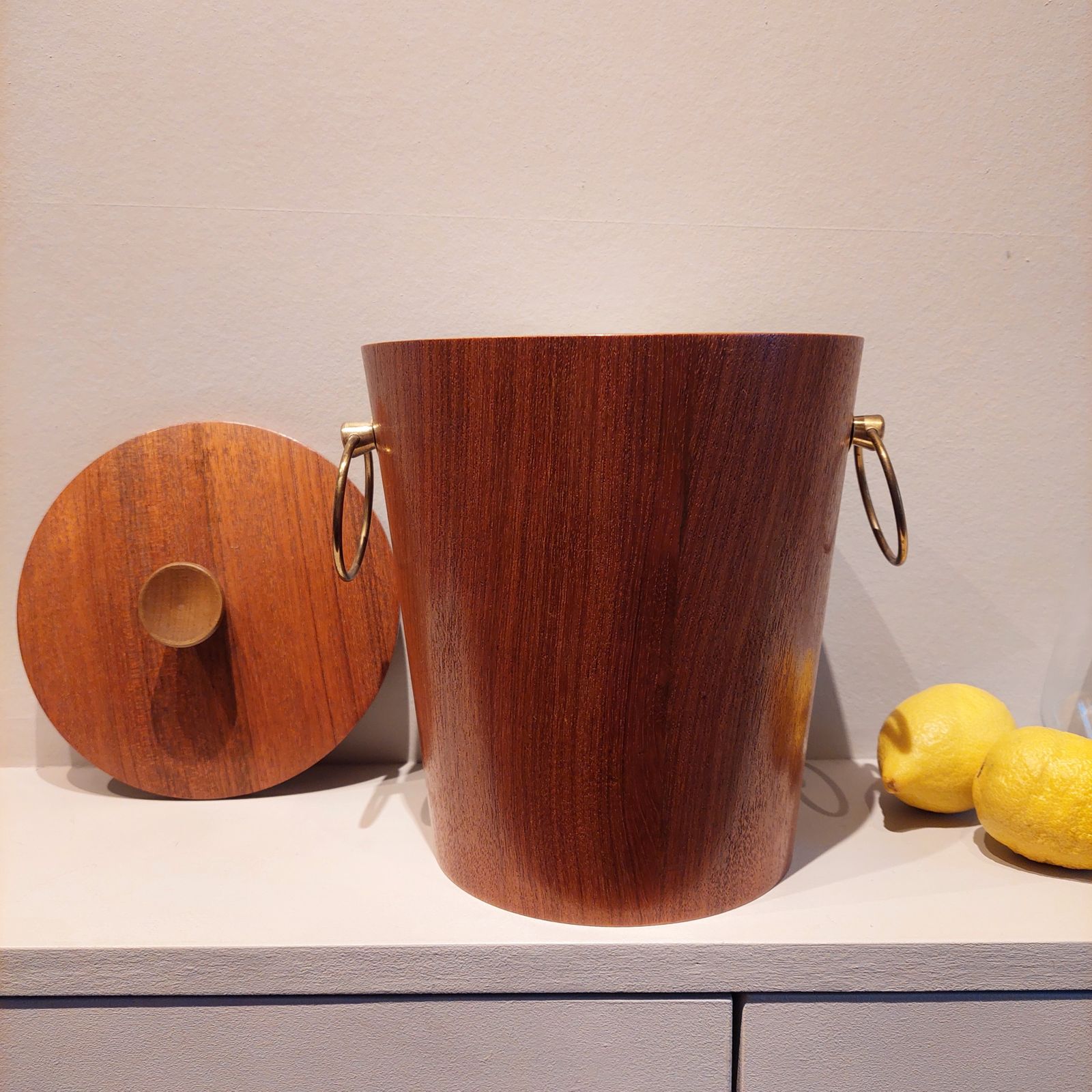 Mid Century Teak Ice Bucket  Tableware Drinkware Japan 60s photo for sale