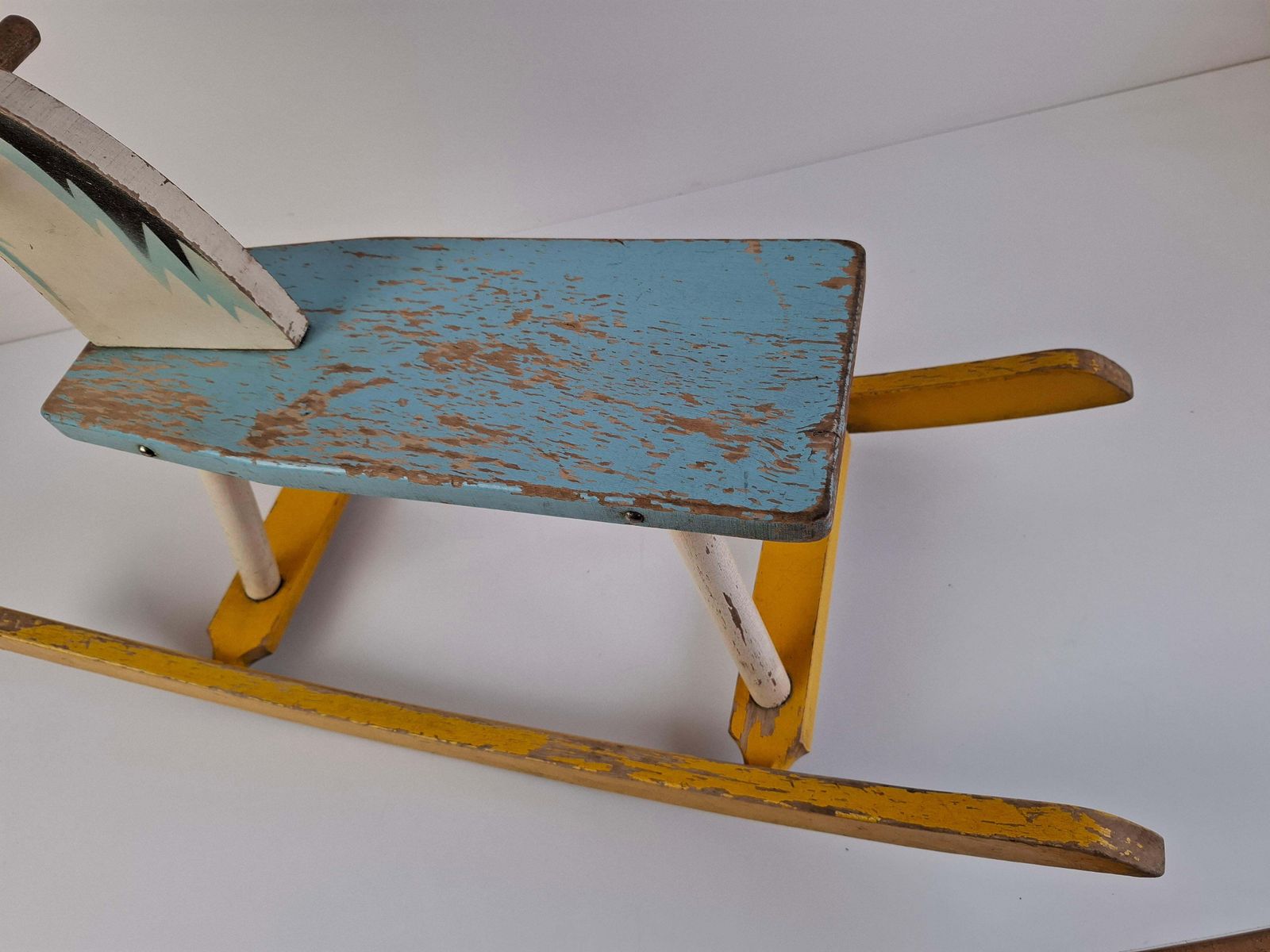 Mid Century Czechoslovak Wooden Rocking Horse, Hand Painted, 1960s photo Home Decor