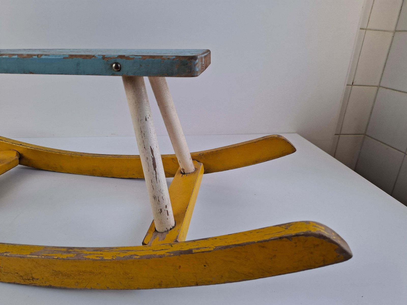 Mid Century Czechoslovak Wooden Rocking Horse, Hand Painted, 1960s photo buy