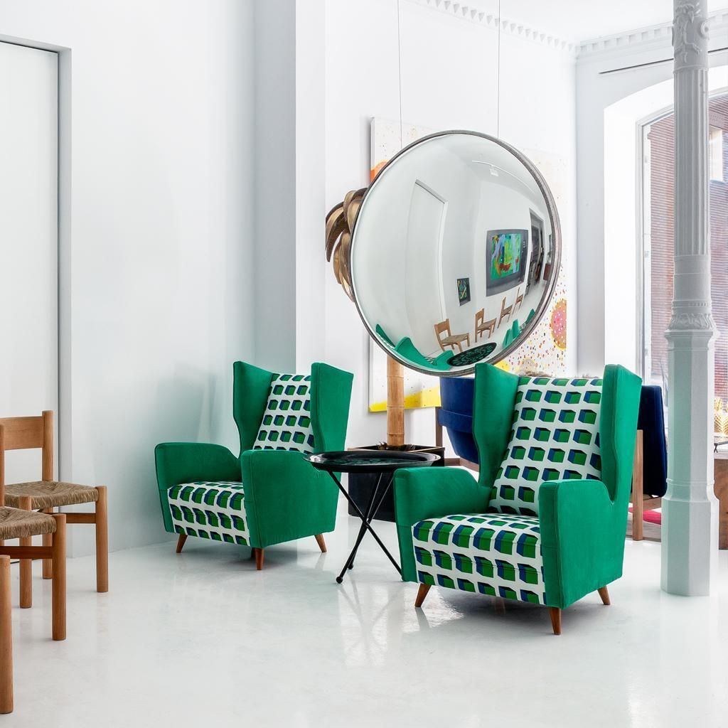 Mid Century Modern Style Large French Wall Mounted Round Convex Silver Mirror photo Home Decor