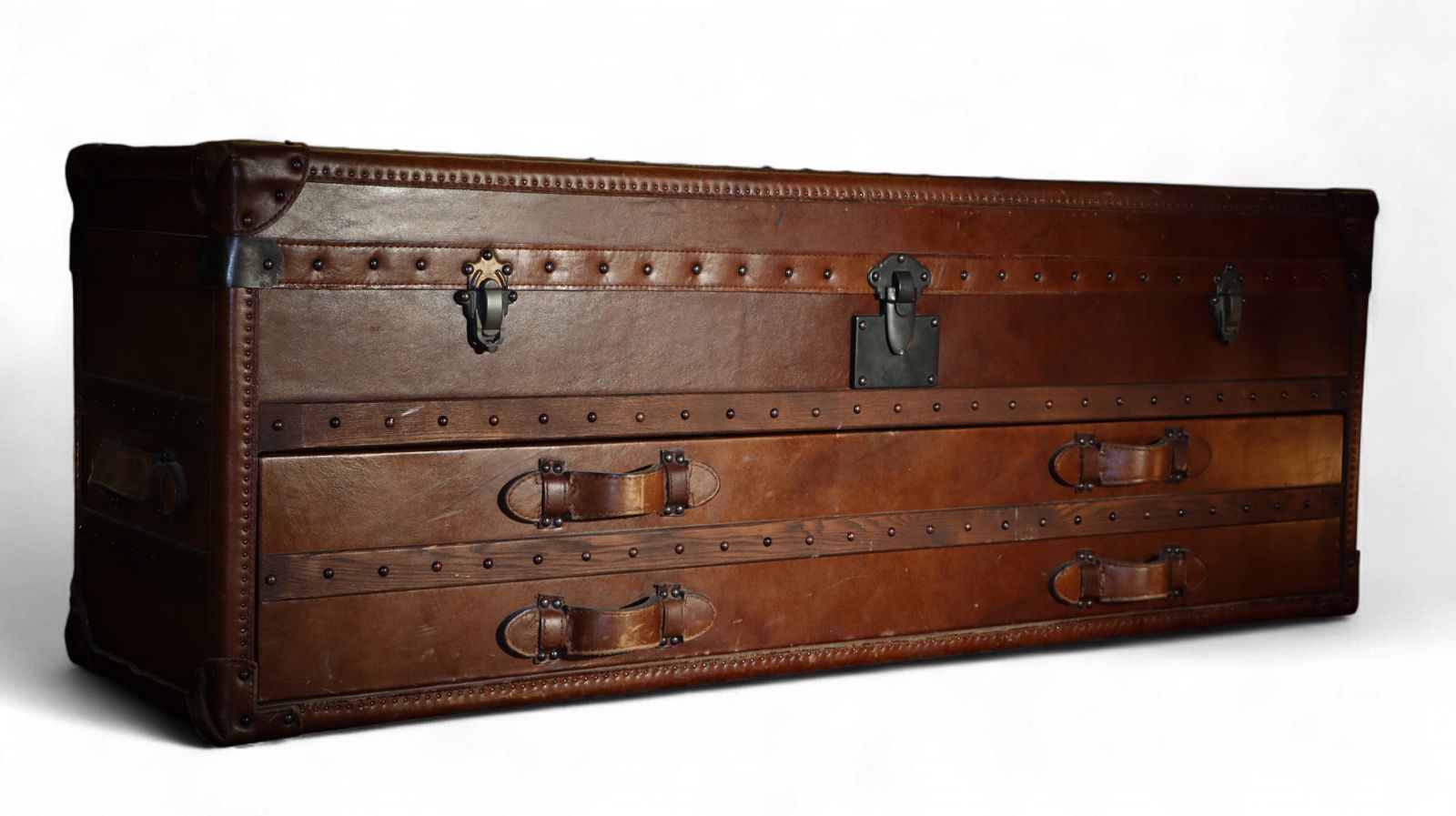Stunning Timothy Oulton Harrow Leather Trunk Antique Whisky Chest photo for sale