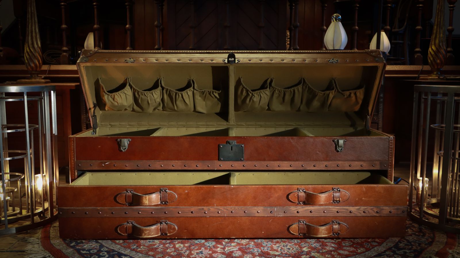 photo furniture Stunning Timothy Oulton Harrow Leather Trunk Antique Whisky Chest