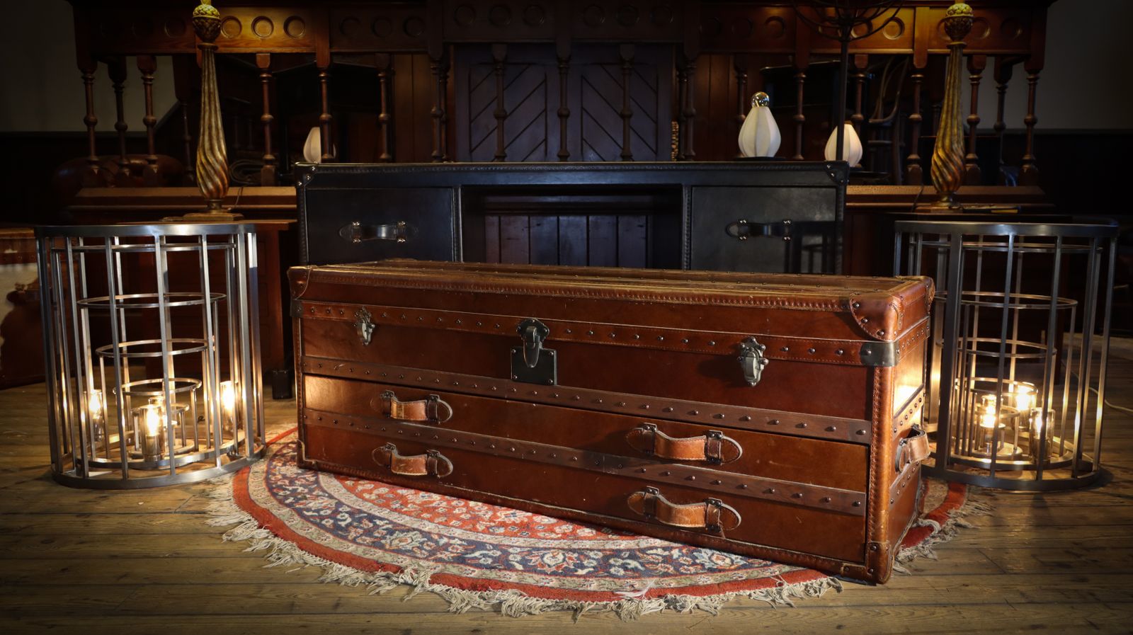photo for sale Stunning Timothy Oulton Harrow Leather Trunk Antique Whisky Chest