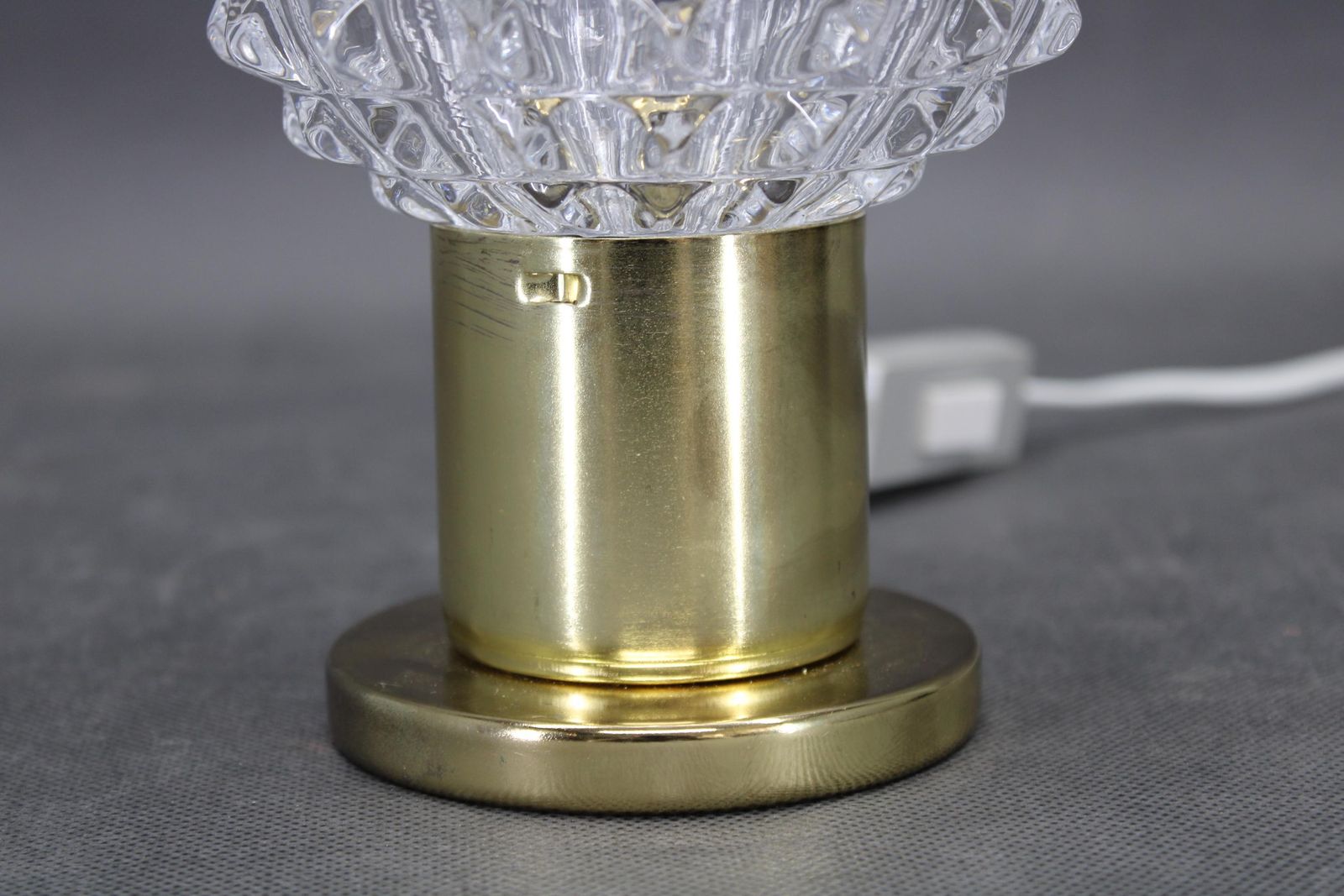 Pair Of 1970s Mid Century Czech Table Lamps With Prismatic Glass Shades photo vinterior