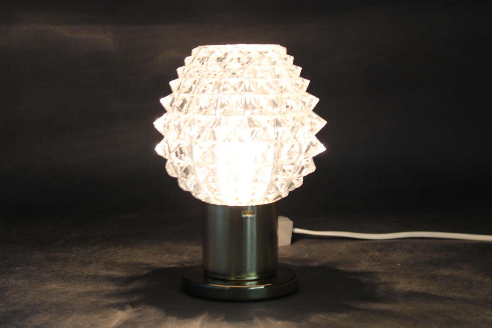 Lighting Pair Of 1970s Mid Century Czech Table Lamps With Prismatic Glass Shades photo