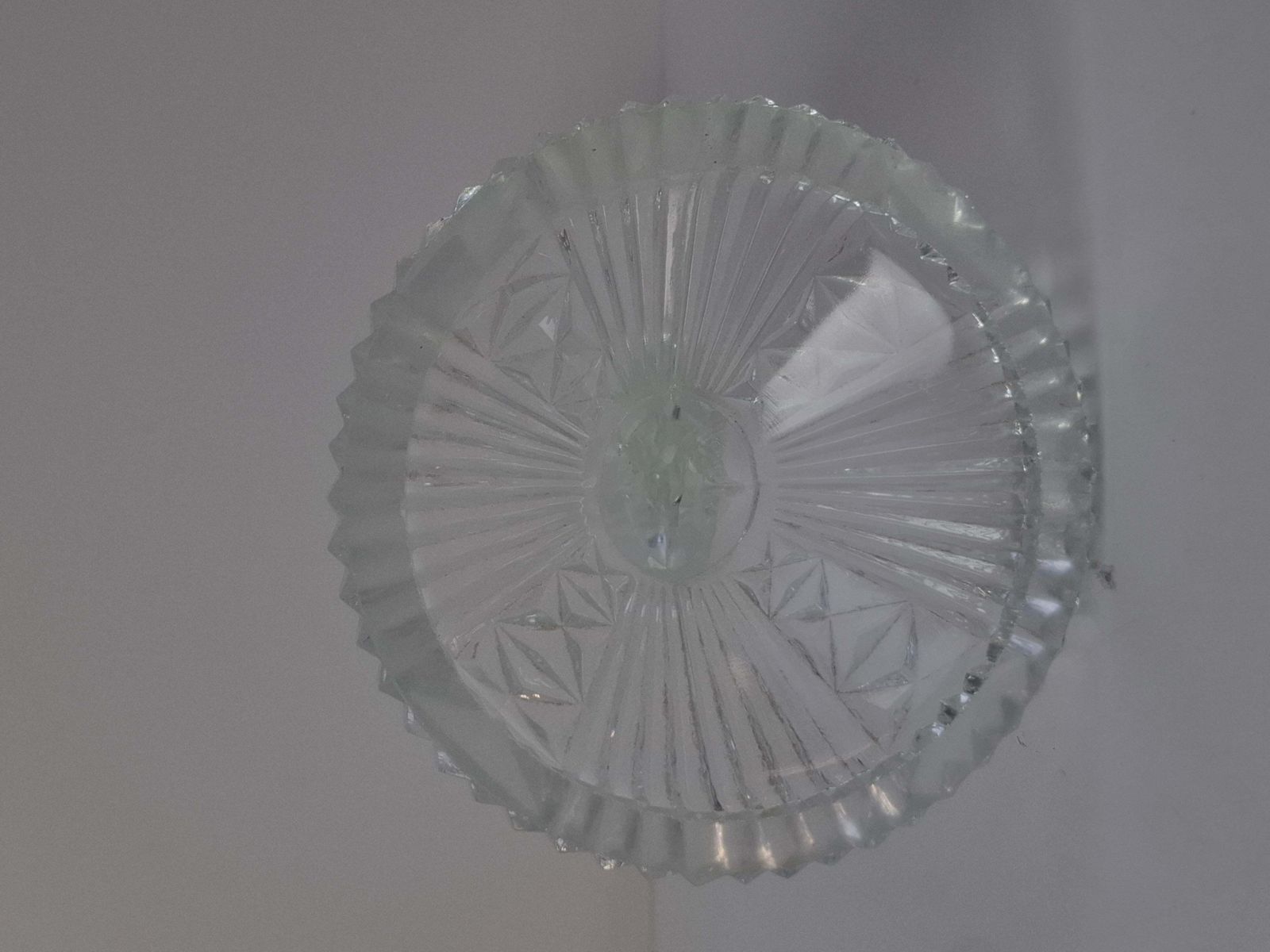 Midcentury Czechoslovak Cut Glass Sculptural Candle Holder, Clear Fire Polished photo vinterior