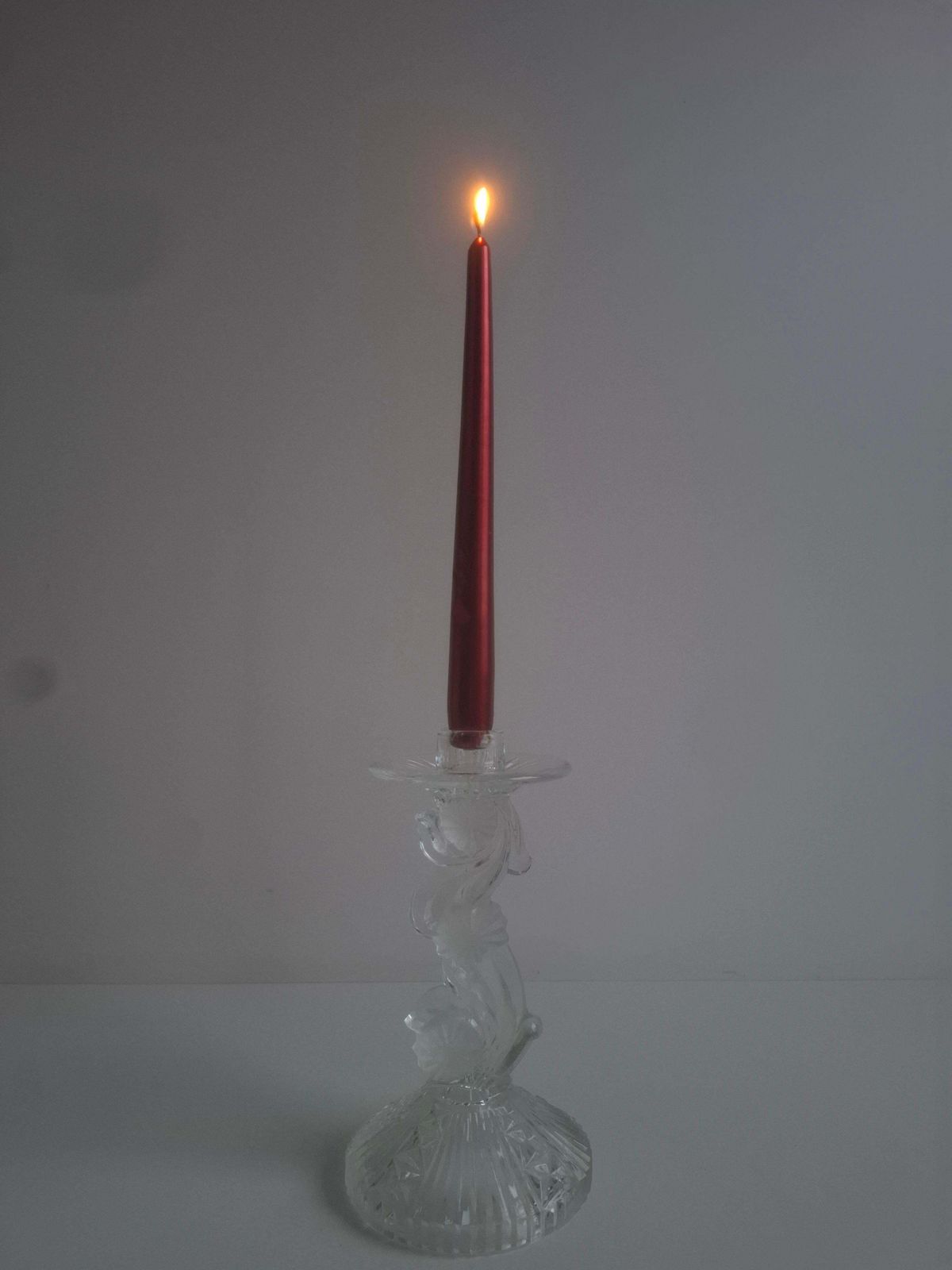 photo for sale Midcentury Czechoslovak Cut Glass Sculptural Candle Holder, Clear Fire Polished