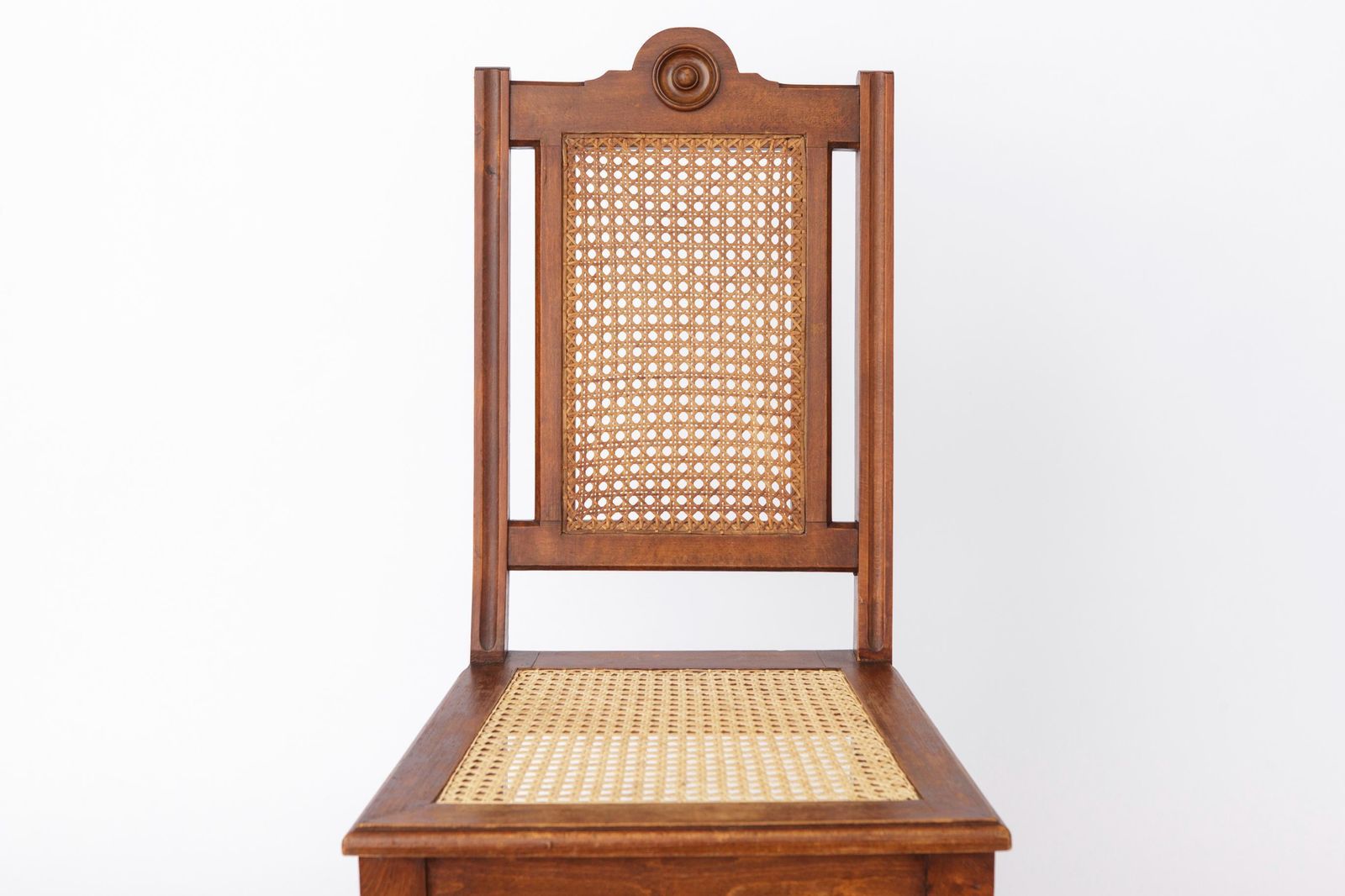 Antique Beechwood Chair With Cane Seat & Back, 1930s–1950s | Turned Wood Dining Chair | Restored Vintage Classic | Only 1 Available photo furniture