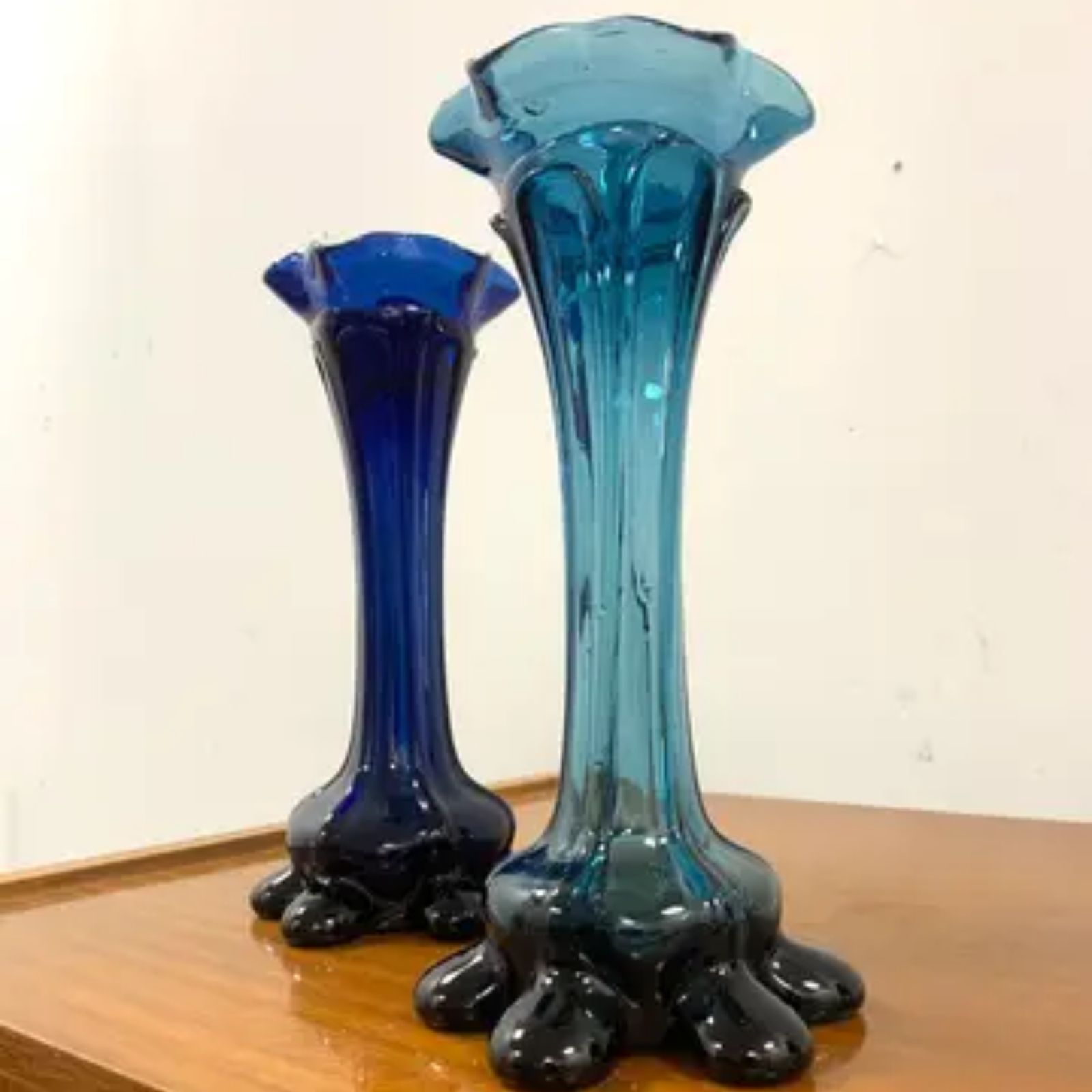 Retro Blue Vases, Czechoslovakia, 1960s (Set Of 2) photo 345.0