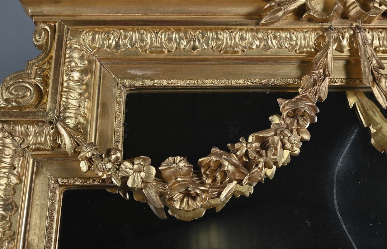 Important Giltwood Mirror, Louis XVI Style – Second Half Of The 19th Century photo vintage