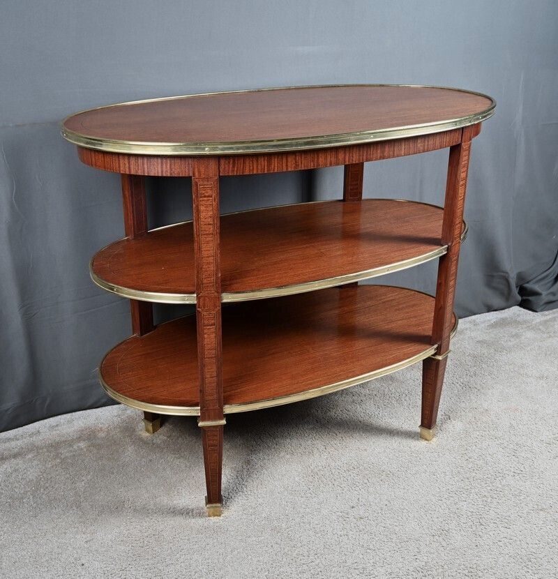 photo furniture Three Tier Mahogany Serving Cart, Louis XVI Style – 1900