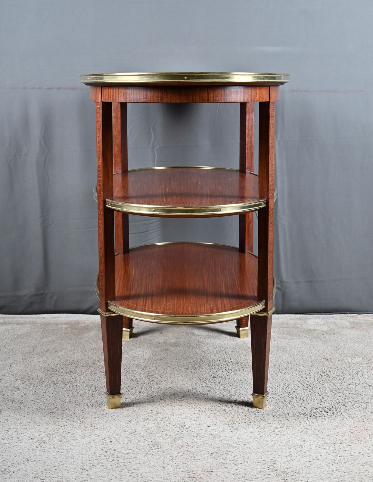 photo for sale Three Tier Mahogany Serving Cart, Louis XVI Style – 1900