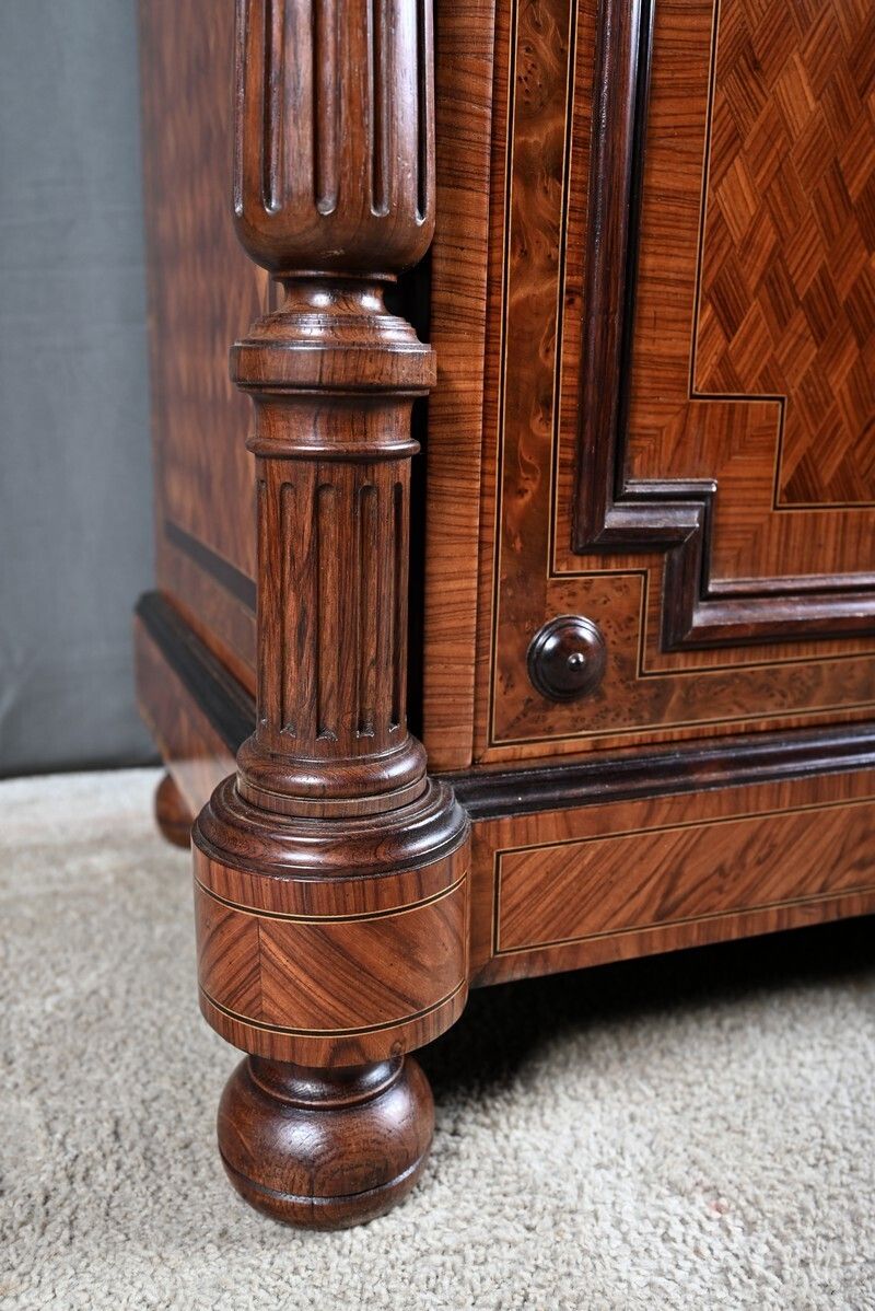 photo vintage A Marquetry Side Table In Precious Woods, Napoleon III Period – Mid 19th Century