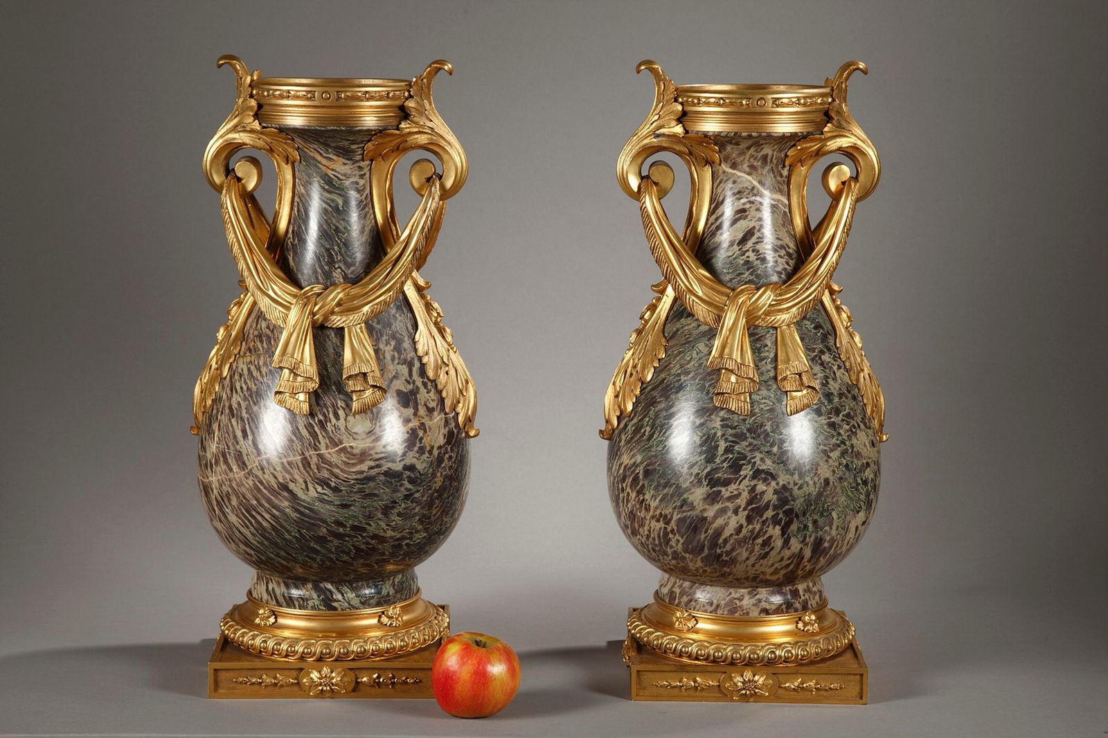 Pair Of Louis XVI Style Urns In Russian Jasper photo Home Decor