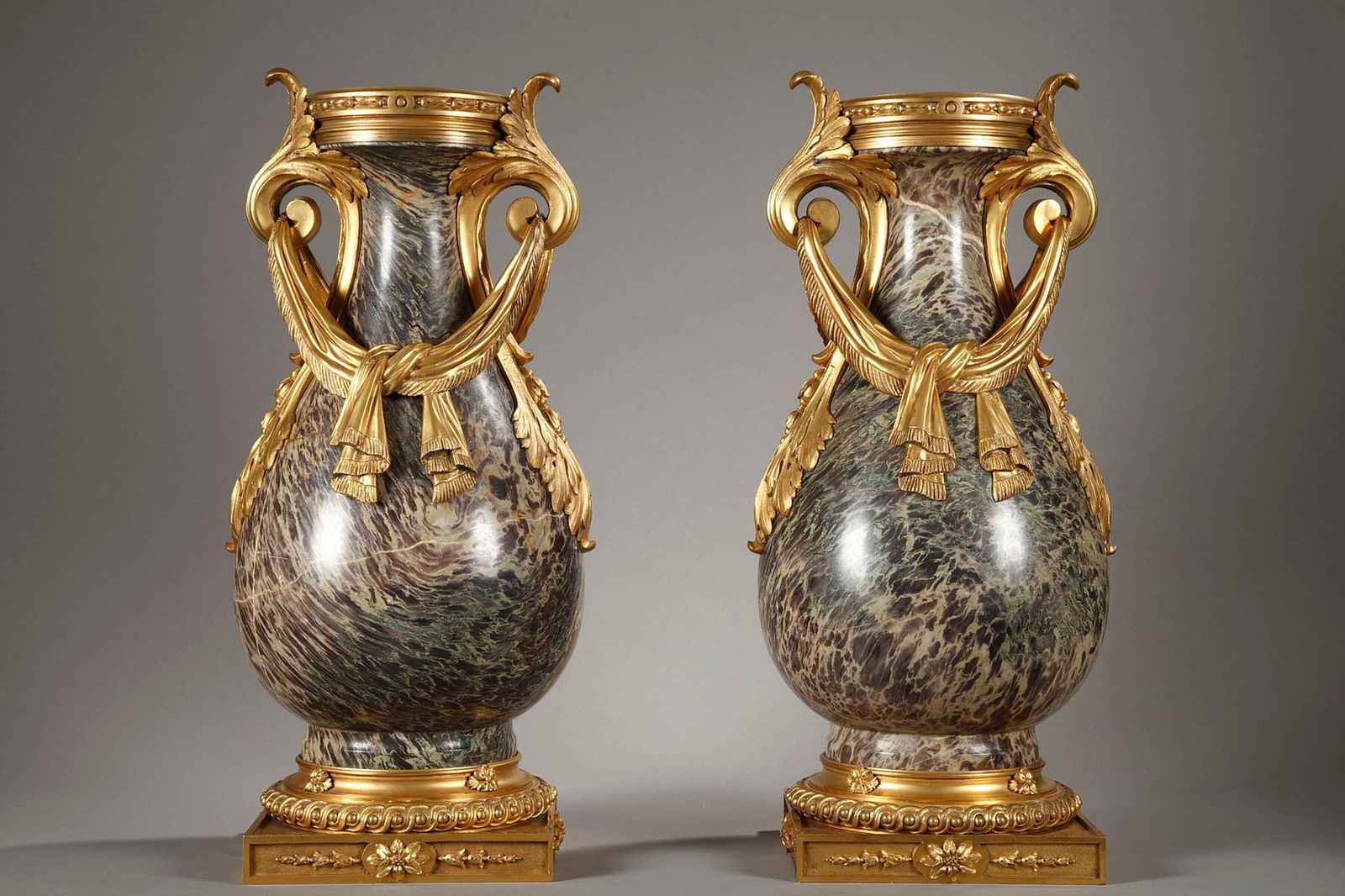 Pair Of Louis XVI Style Urns In Russian Jasper photo vinterior