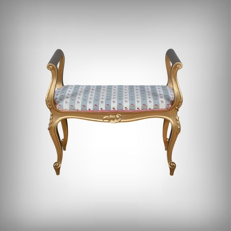 Small Bench With Gilded Wood Armrests, Louis XV Style – Early 20th Century photo furniture