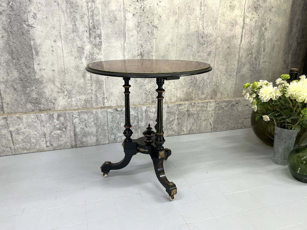 19th Century Circular Amboyna And Ebony Marquetry Table