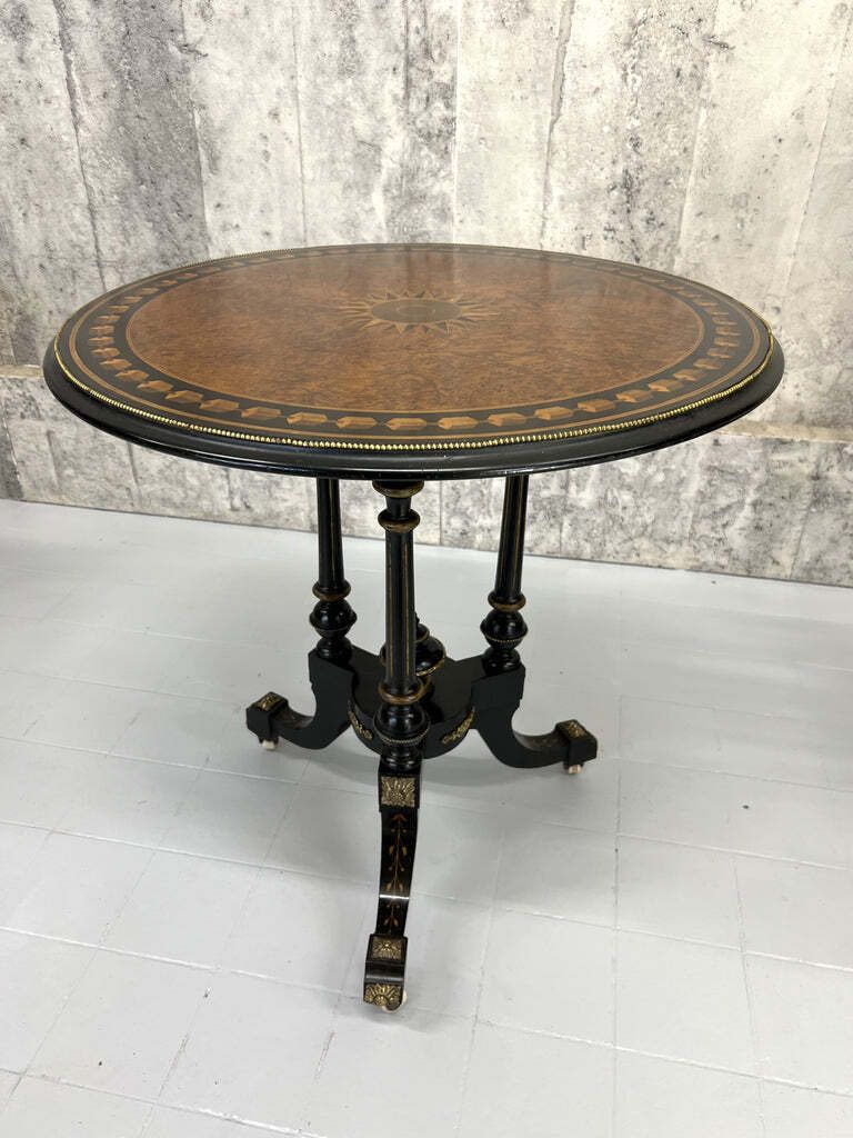 19th Century Circular Amboyna And Ebony Marquetry Table photo furniture