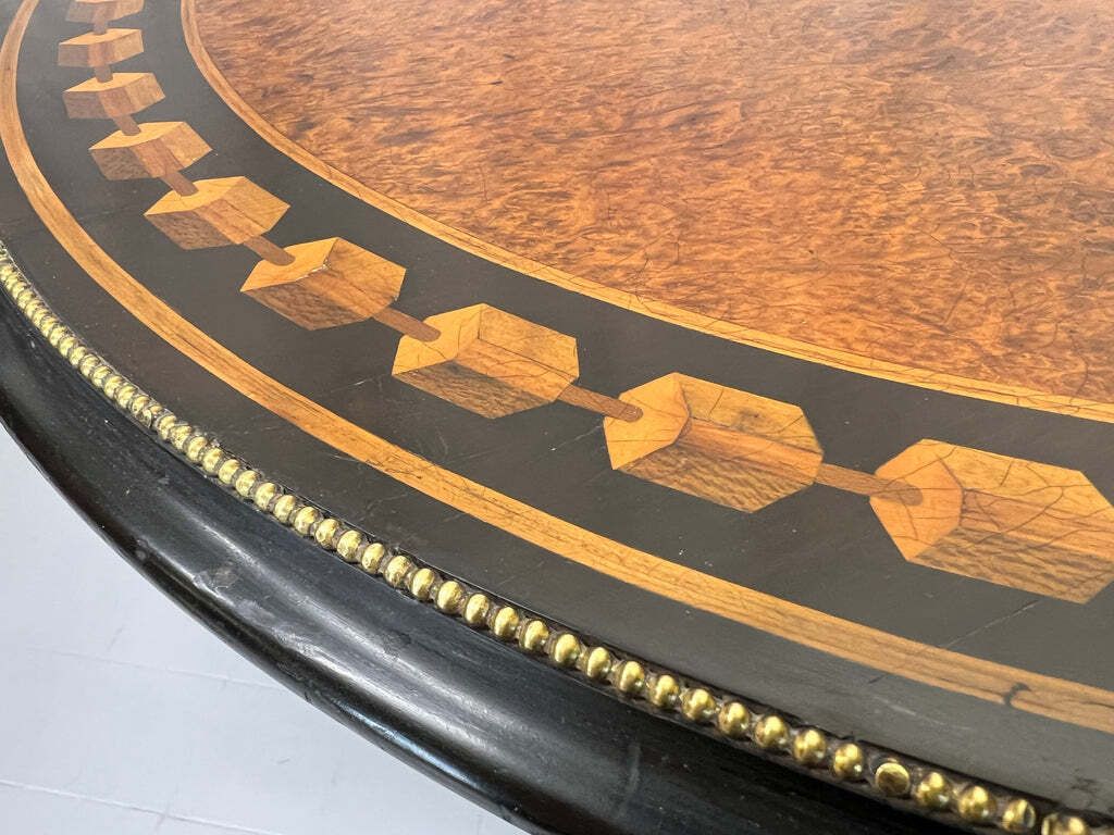 19th Century Circular Amboyna And Ebony Marquetry Table photo Furniture