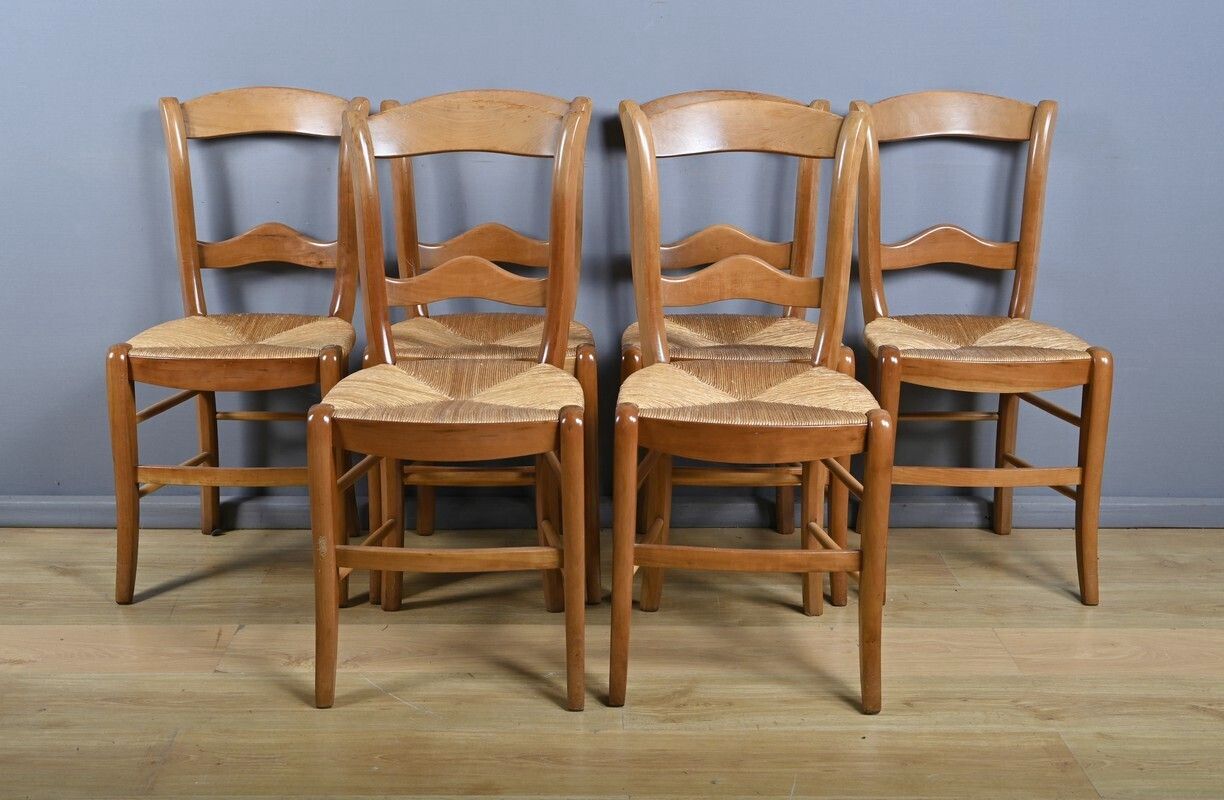 Set Of 6 Cherrywood Chairs, Louis Philippe Style – Late 20th Century photo Furniture