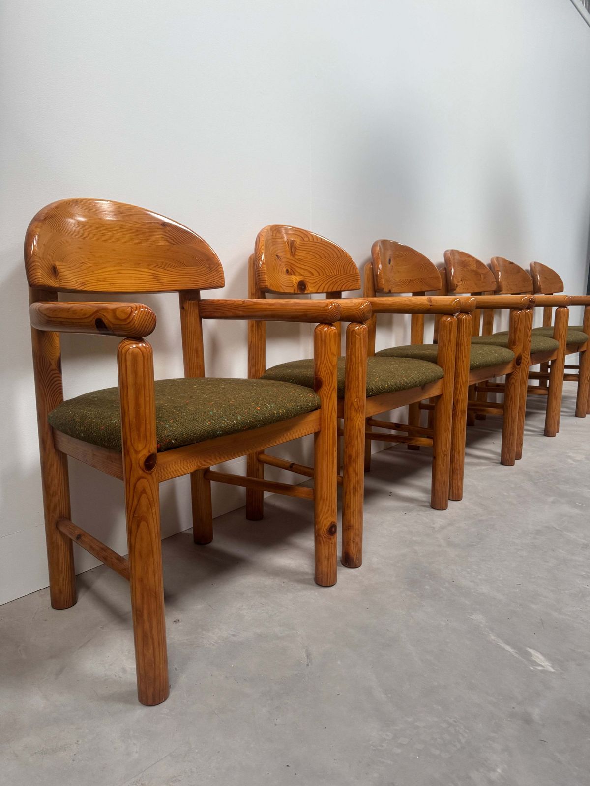 Set Of 6 Rainer Daumiller Armchairs   Upholstered With Vintage Tweed Deadstock photo Furniture