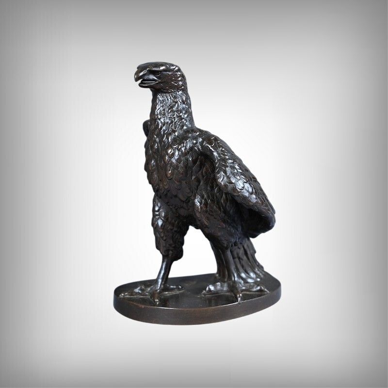 Bronze Sculpture "The Watchful Eagle" After T. Gechter – Late 19th Century photo furniture