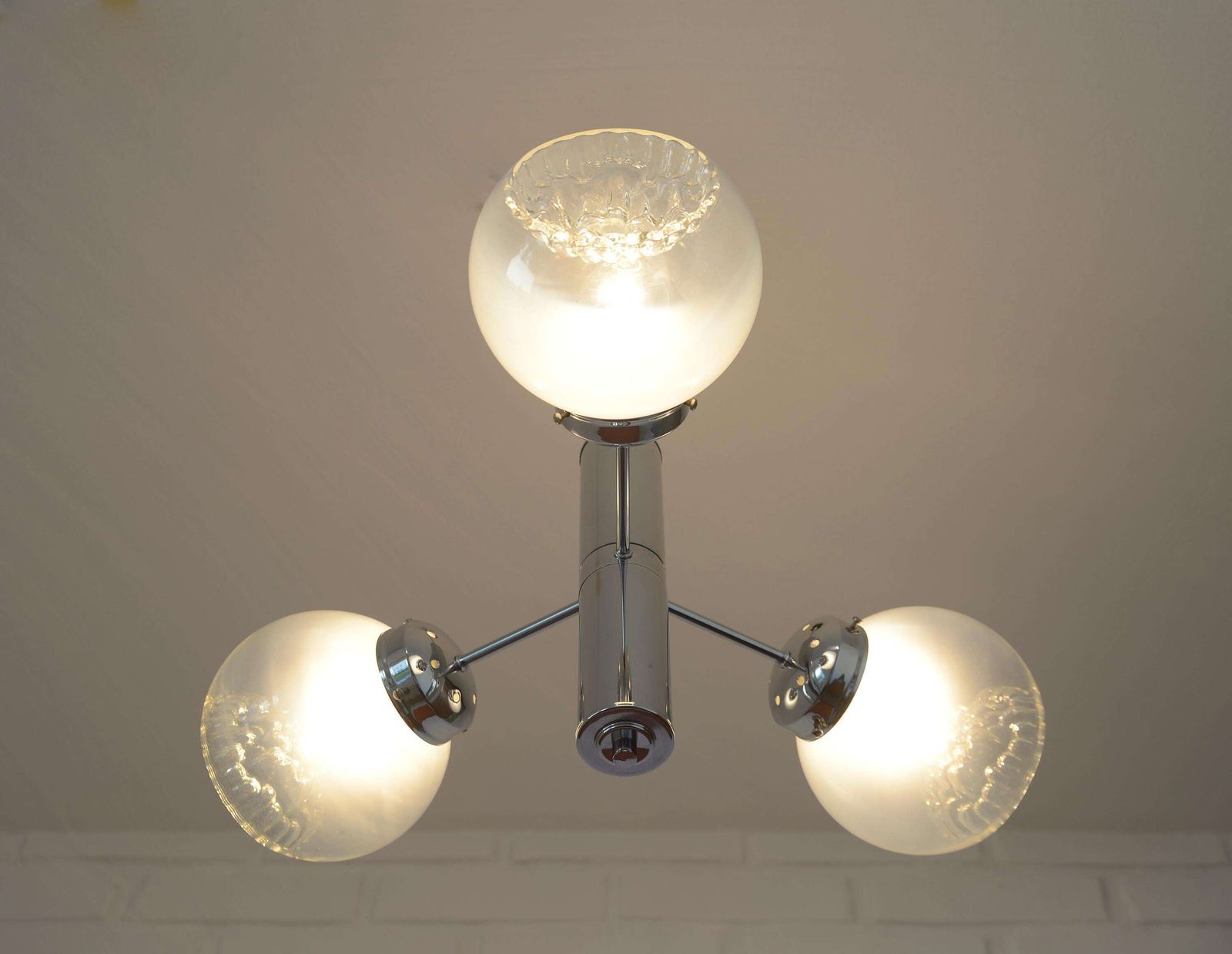 Vintage Murano Glass Pendant Lamp / Minimalist Mazzega Sputnik Chandelier / Mid Century Modern Lighting photo 378.0