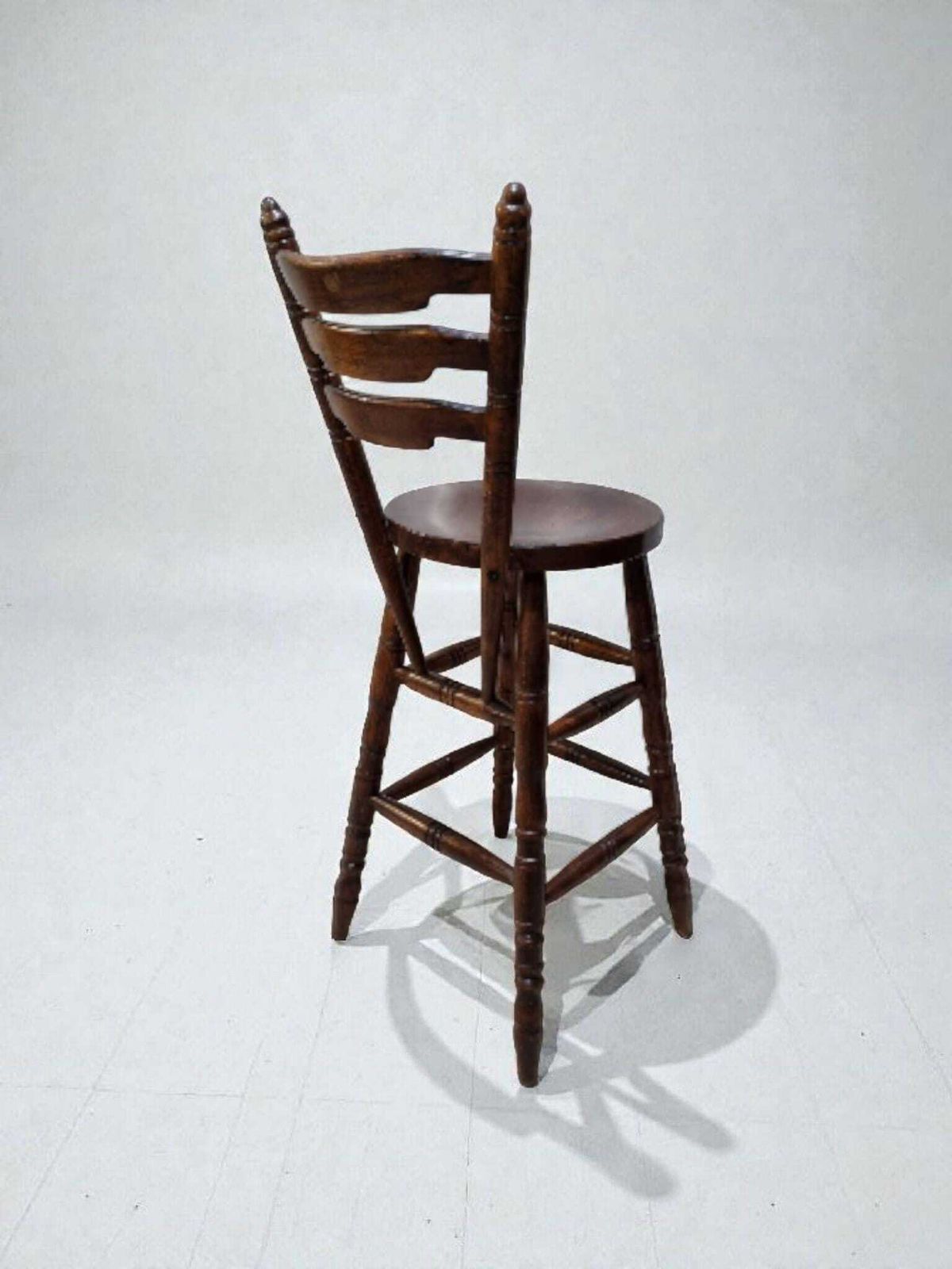 Vintage High Bar Stool / C. 1960 / Solid Wood / Lovely Patina photo vinterior