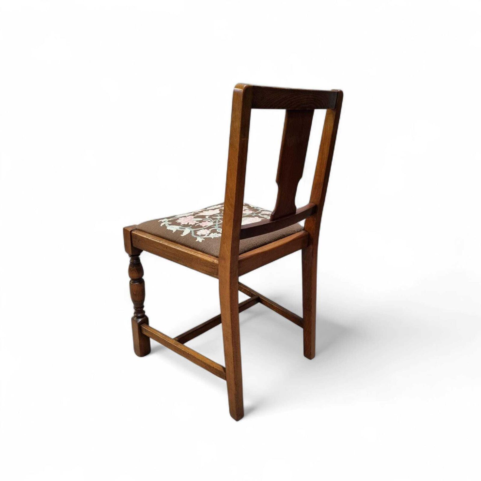 Vintage Art Deco Oak Dining Chairs / Tapestry Seats / Set Of Four / C. 1930–1940 photo vintage
