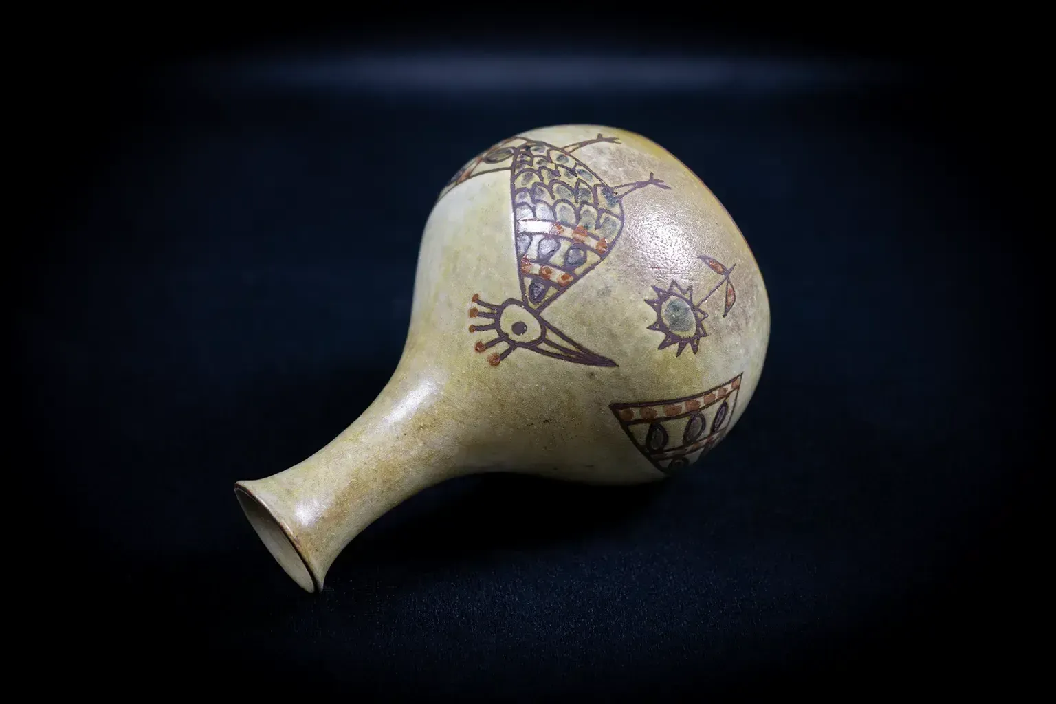 Small Vase Decorated With Stylized Birds And Flowers By Olivier Pettit photo vintage