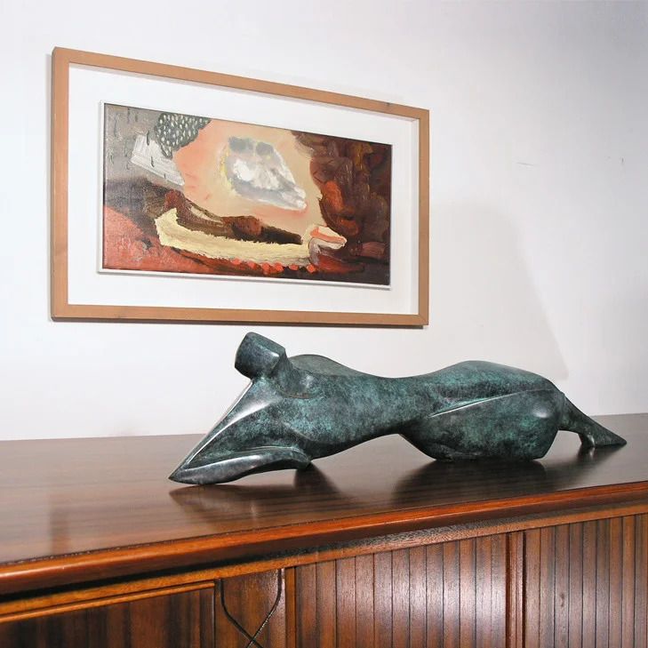 Maurice Cockrill Original Oil On Canvas Abstract Landscape Painting River Camal 1990s photo furniture