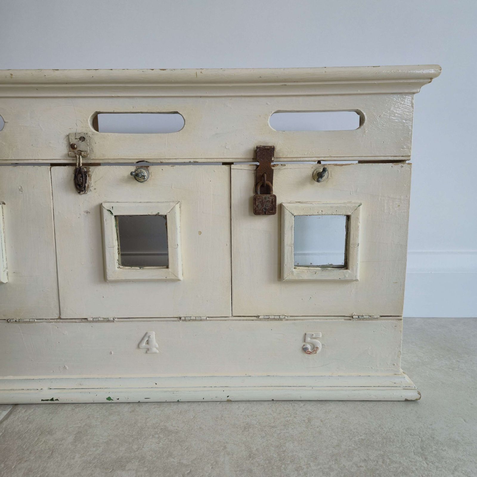 Antique Victorian Pigeon Hole Kitchen Cupboard With Original Paint photo Furniture