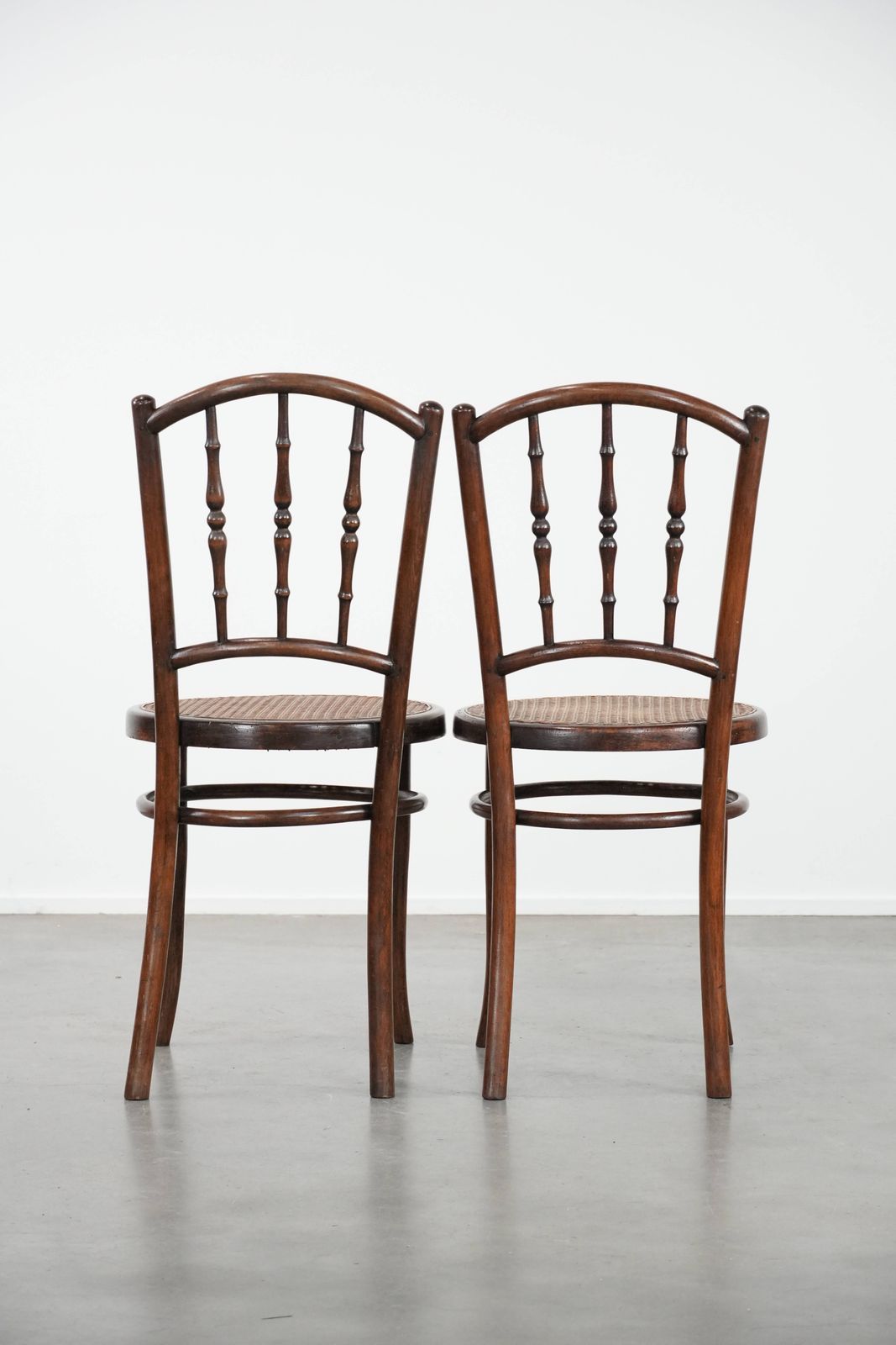 Beautiful Set Of 6 Wooden Vintage Bistro Chairs By Jacob & Josef Kohn Wien With Thatched Seat photo Furniture