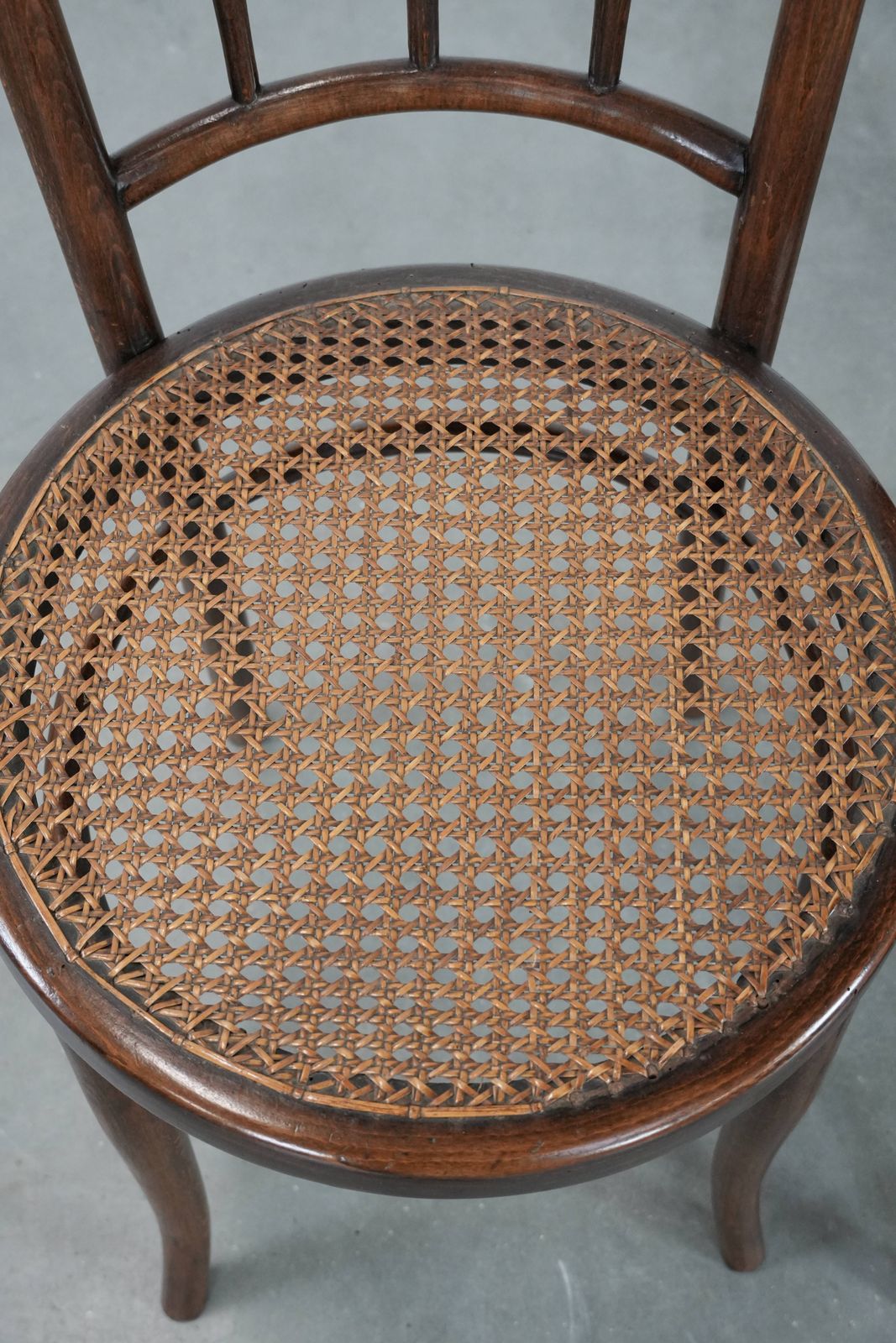 Beautiful Set Of 6 Wooden Vintage Bistro Chairs By Jacob & Josef Kohn Wien With Thatched Seat photo vinterior