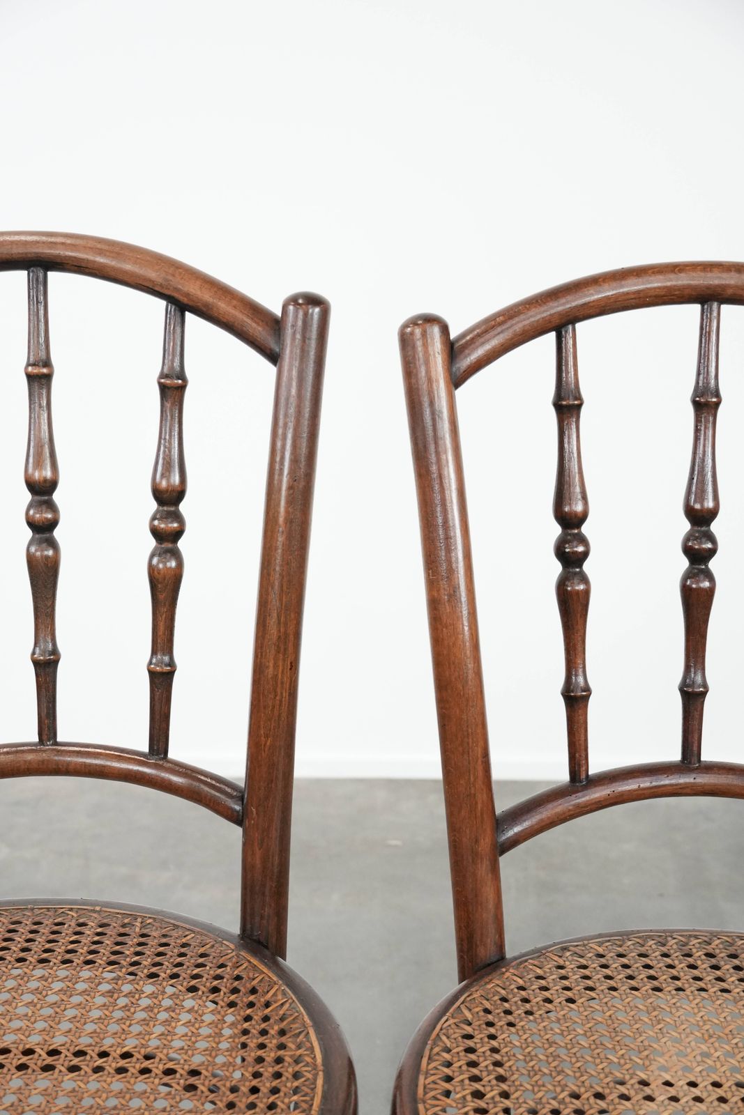 Beautiful Set Of 6 Wooden Vintage Bistro Chairs By Jacob & Josef Kohn Wien With Thatched Seat photo vintage