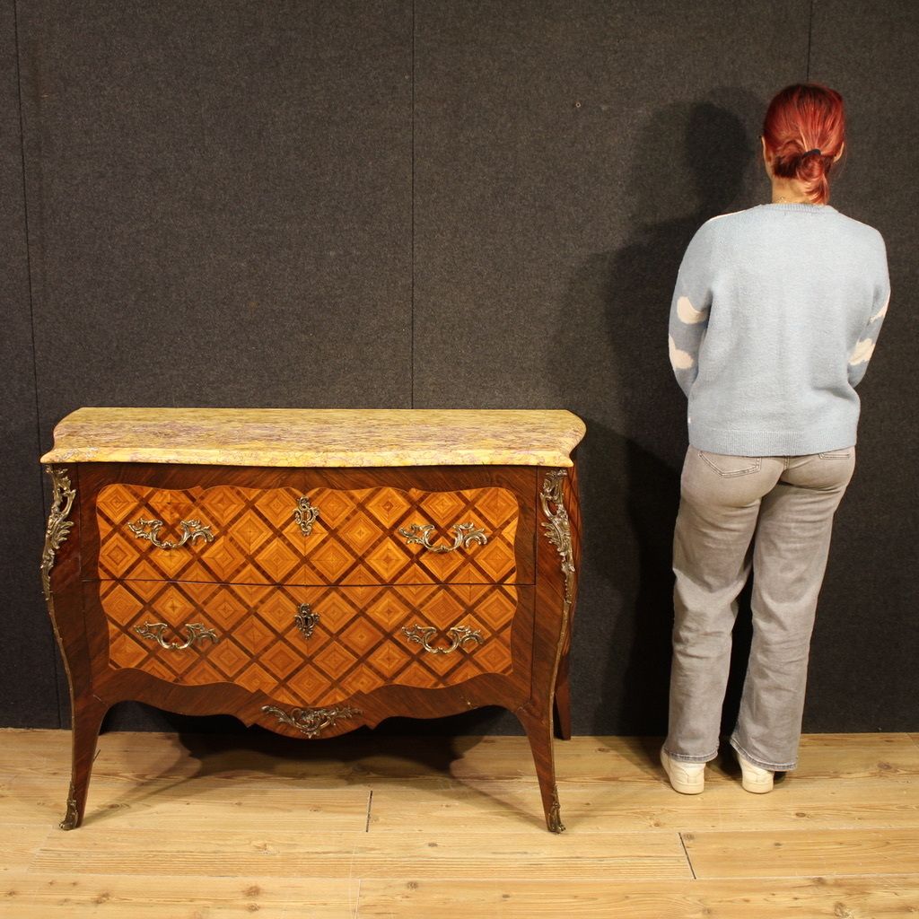 20th Century French Louis XV Style Inlaid Commode photo furniture