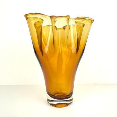 Vintage Mid Century Amber Murano Style Glass Vase photo furniture