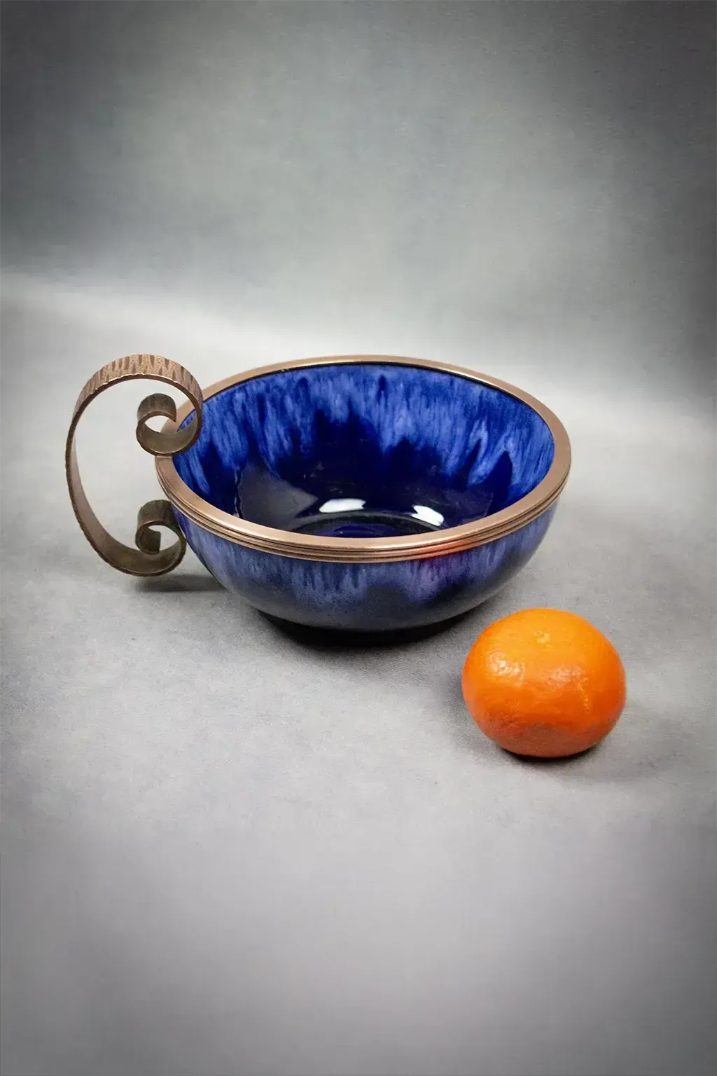 Art Nouveau “Marquise De Sévigné” Bowl By André Villien – Enameled Earthenware And Wrought Iron, Circa 1910 photo vintage