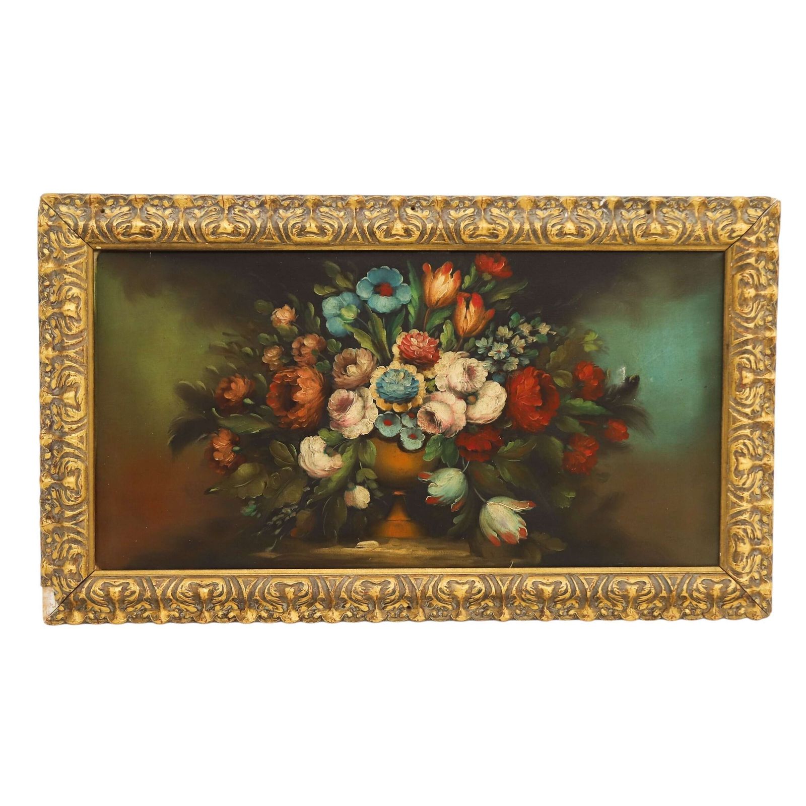 20th Century Italian Oil On Canvas Still Life Painting Of Flowers