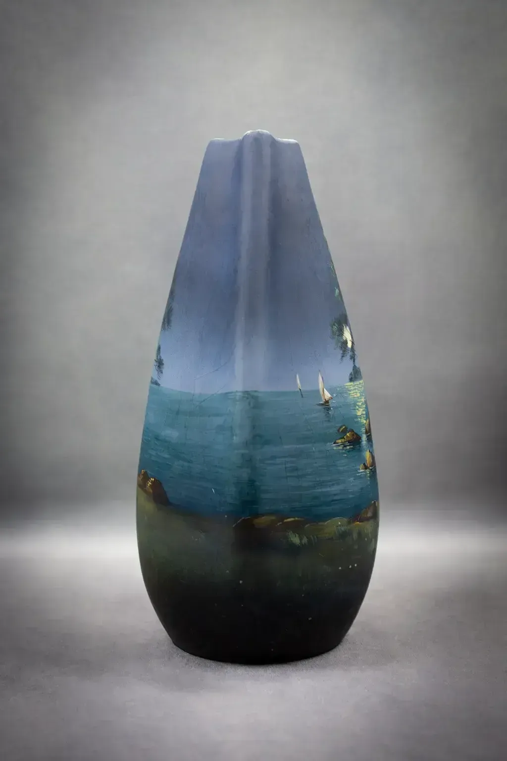 Vase en faïence émaillée par Jérôme Massier - Bord de mer au clair de lune - Vallauris photo 520.0