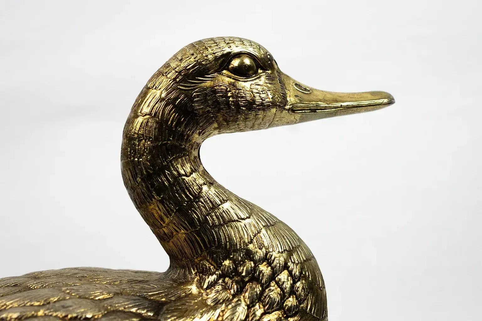 Duck Shaped Ice Bucket In Gilt Metal – Mauro Manetti, Italy, Circa 1970   Hollywood Regency photo vintage