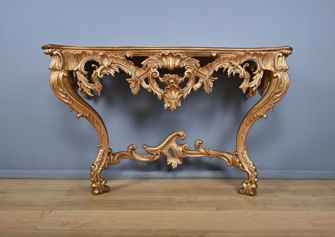 Important Wall Lamp Console In Golden Wood, Louis XV – Style Mid 20th Century photo buy