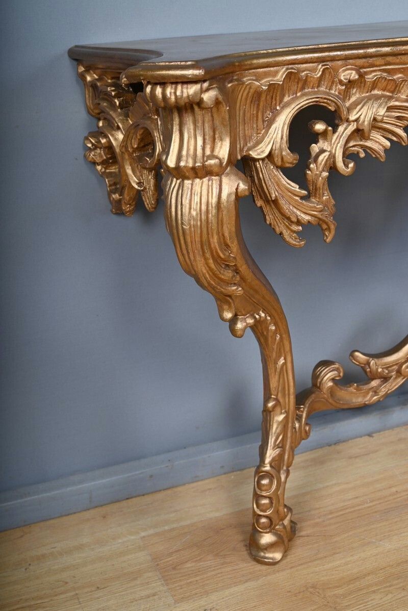 photo furniture Important Wall Lamp Console In Golden Wood, Louis XV – Style Mid 20th Century
